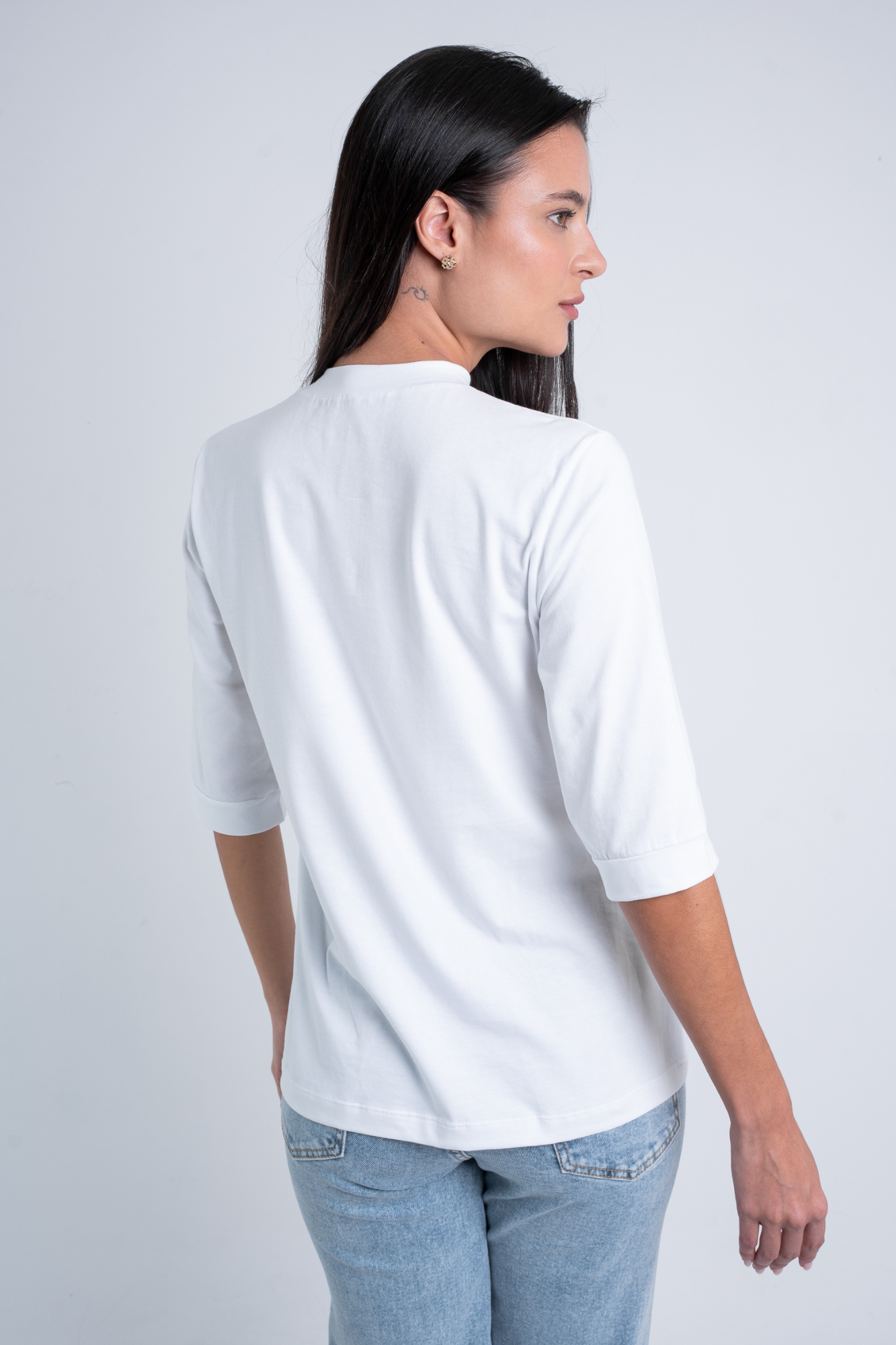 Camiseta Moon 3/4 Gola Média Off-white