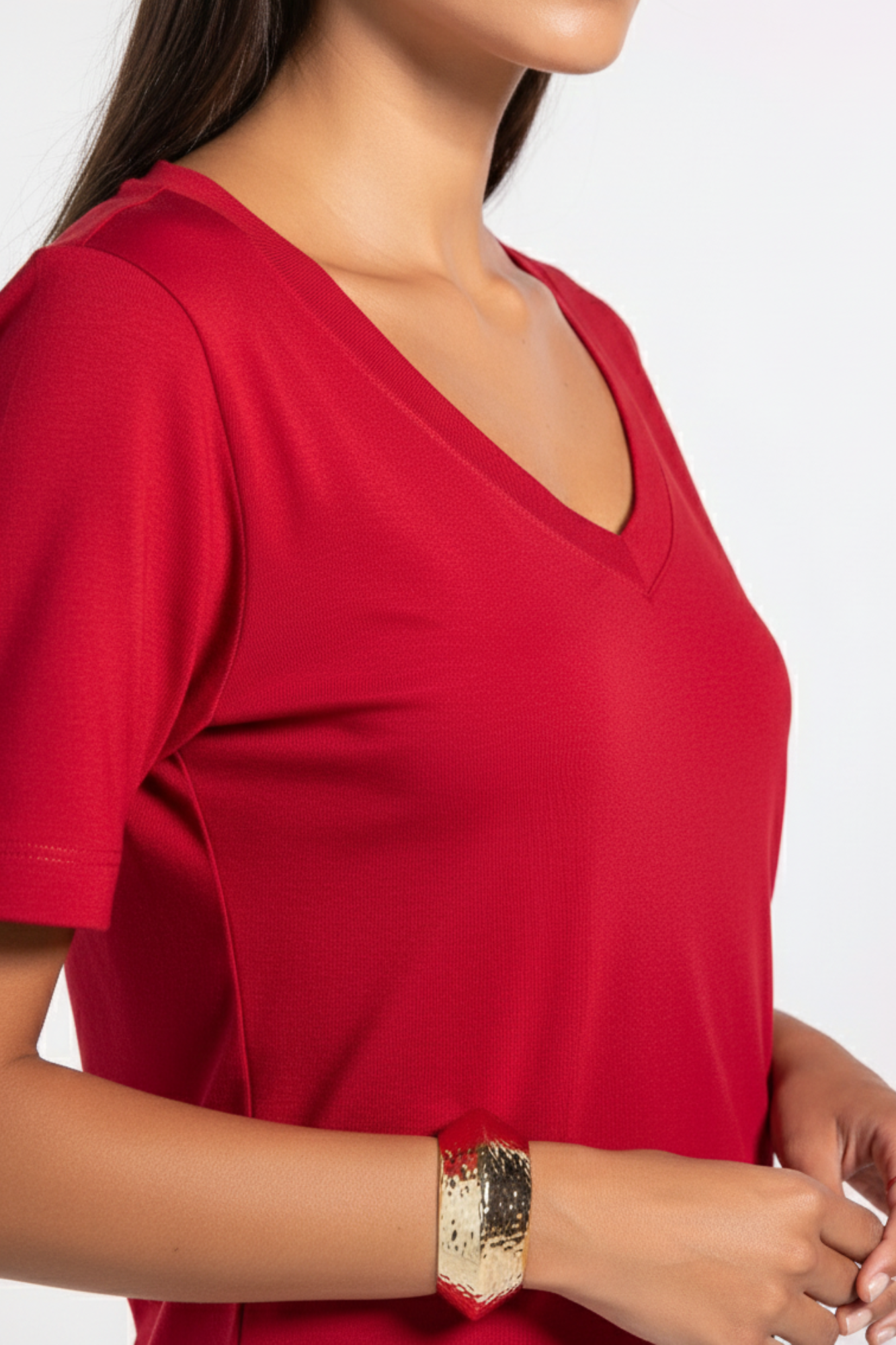 Camiseta Lisa New Moon Gola V Bold Red