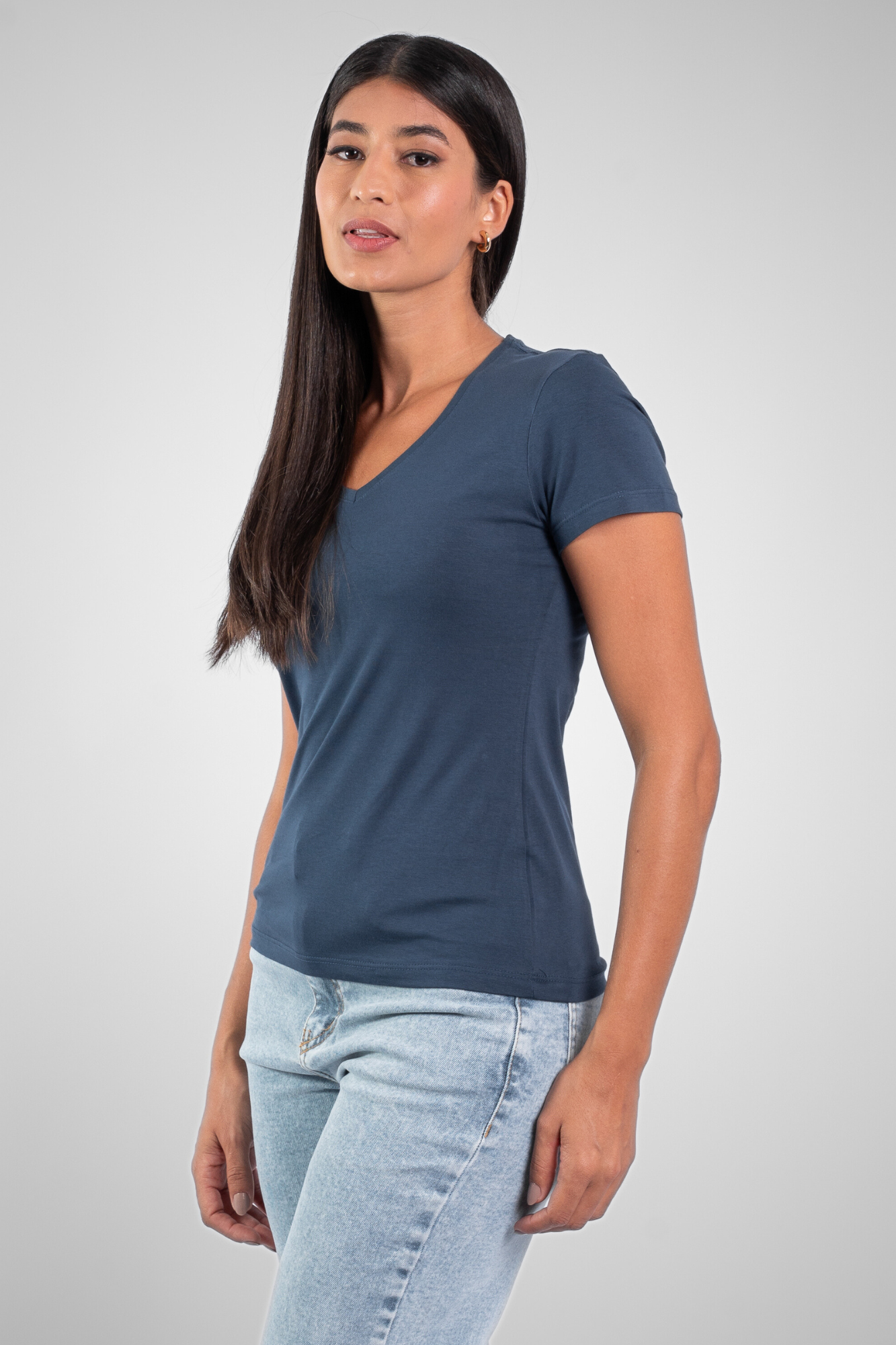 Camiseta Baby Look Moon Basics Gola V Azul