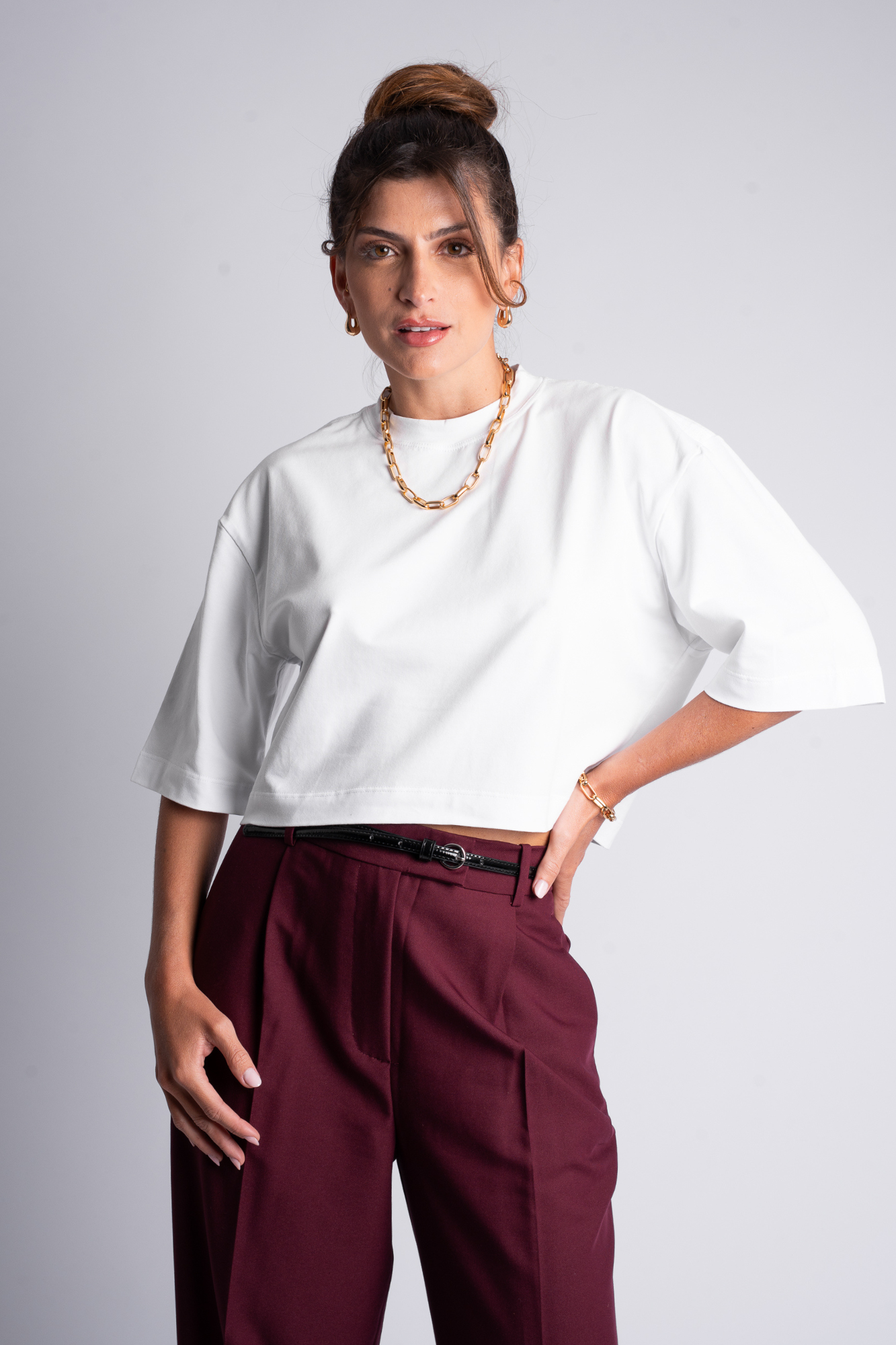 Camiseta Cropped Moon Gola O Branca