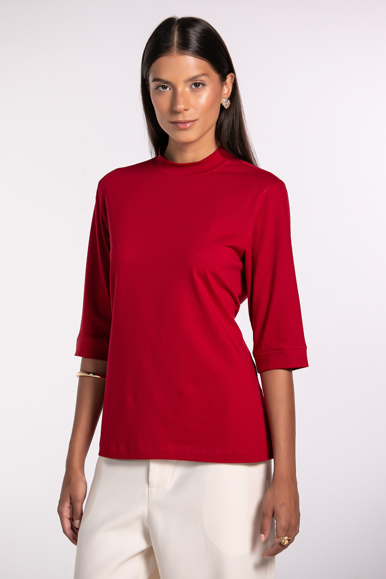 Camiseta Moon 3/4 Gola Média Bold Red