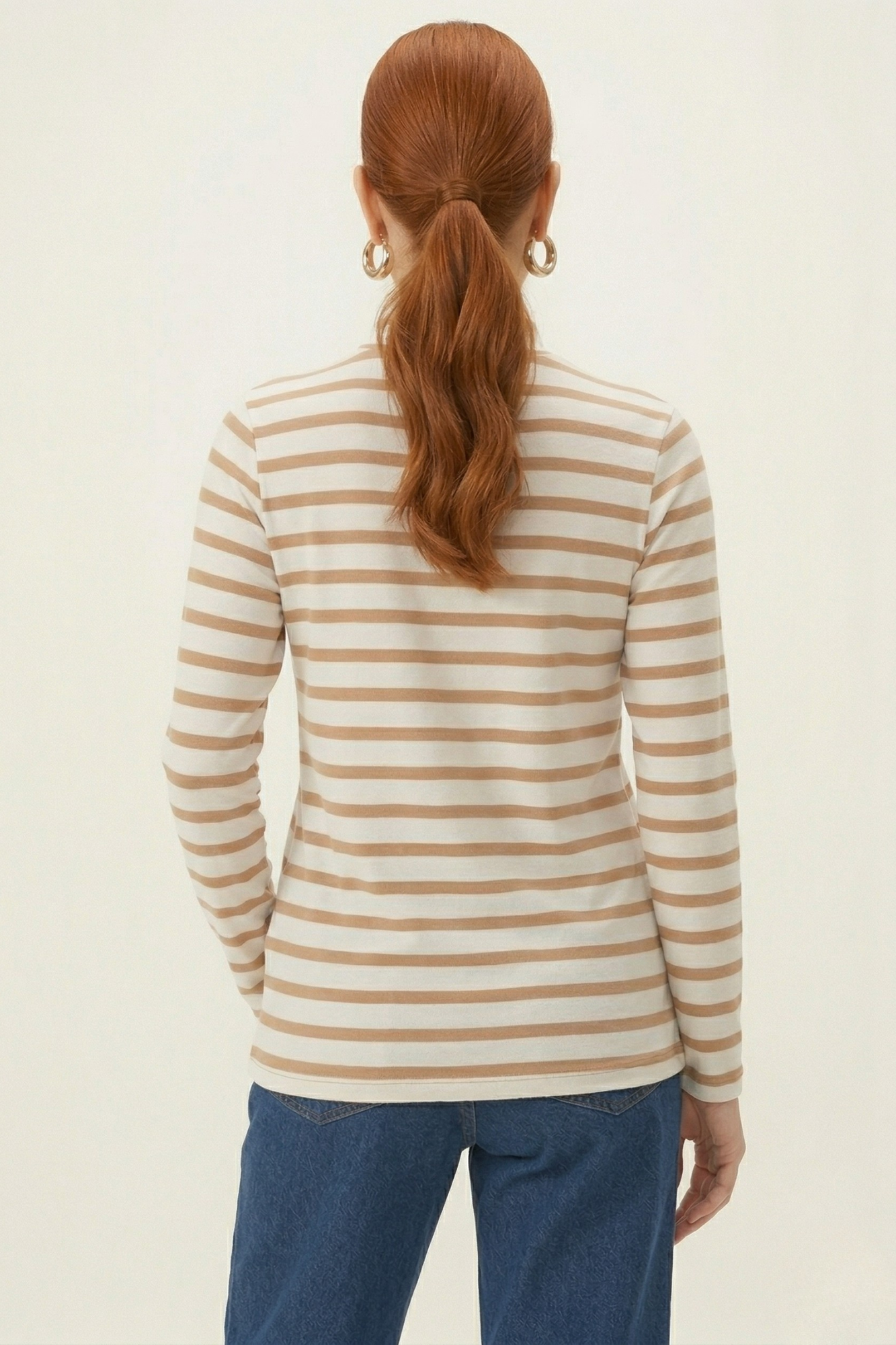 Blusa Moon Gola Média Listras Mocha