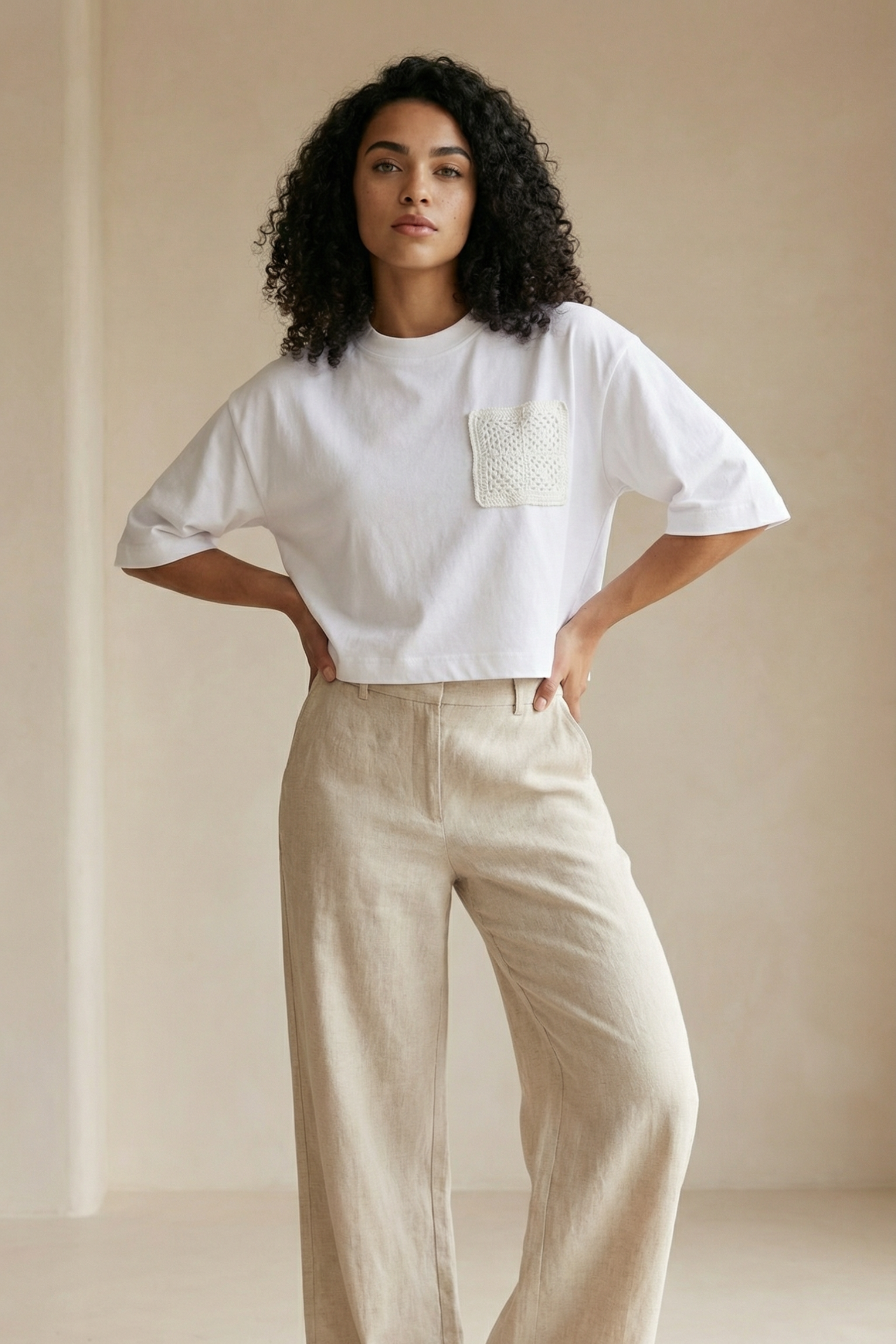 Camiseta Douz Samara Cropped Tricot Off White