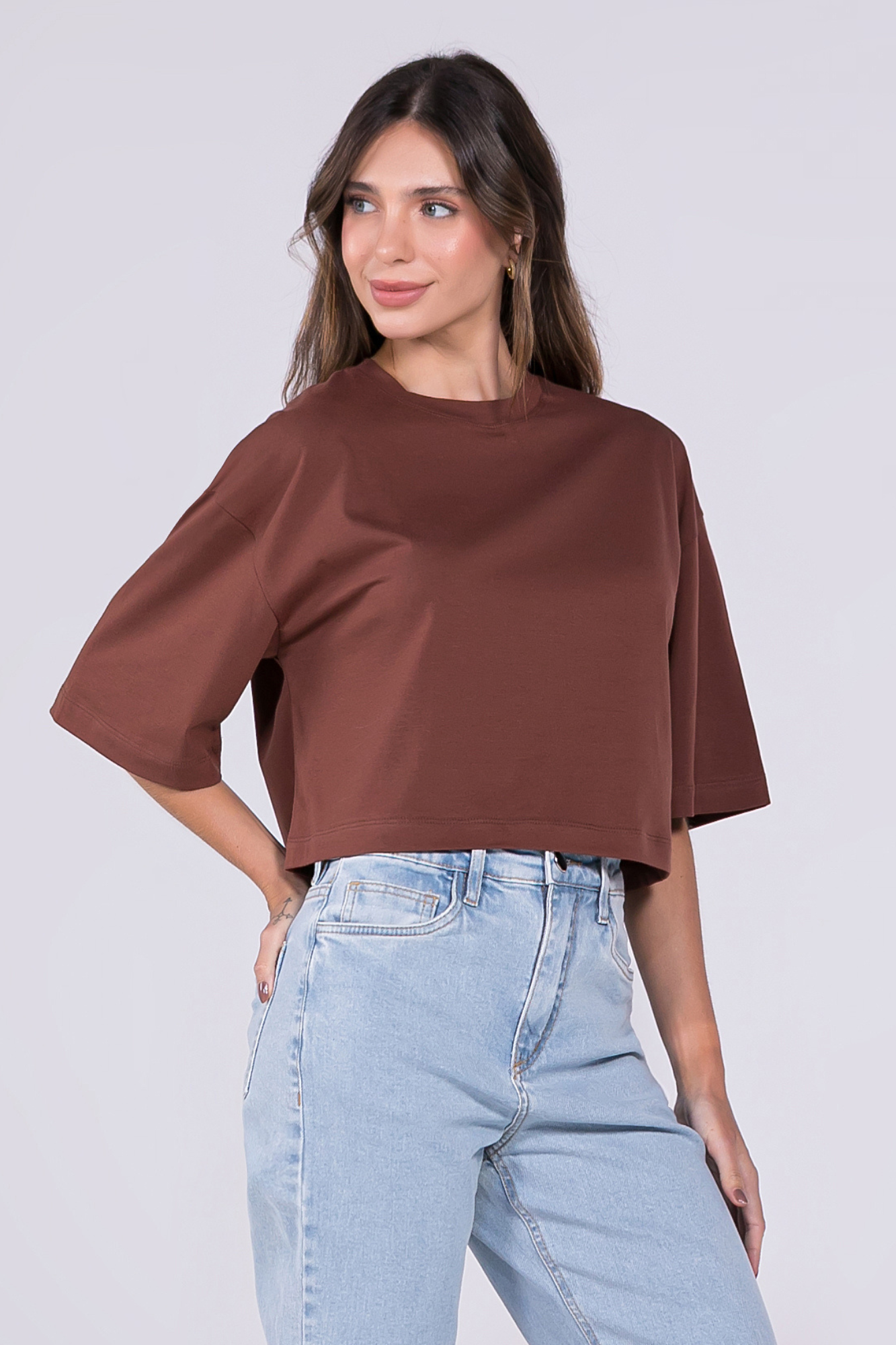 Camiseta Cropped Moon Gola O Café