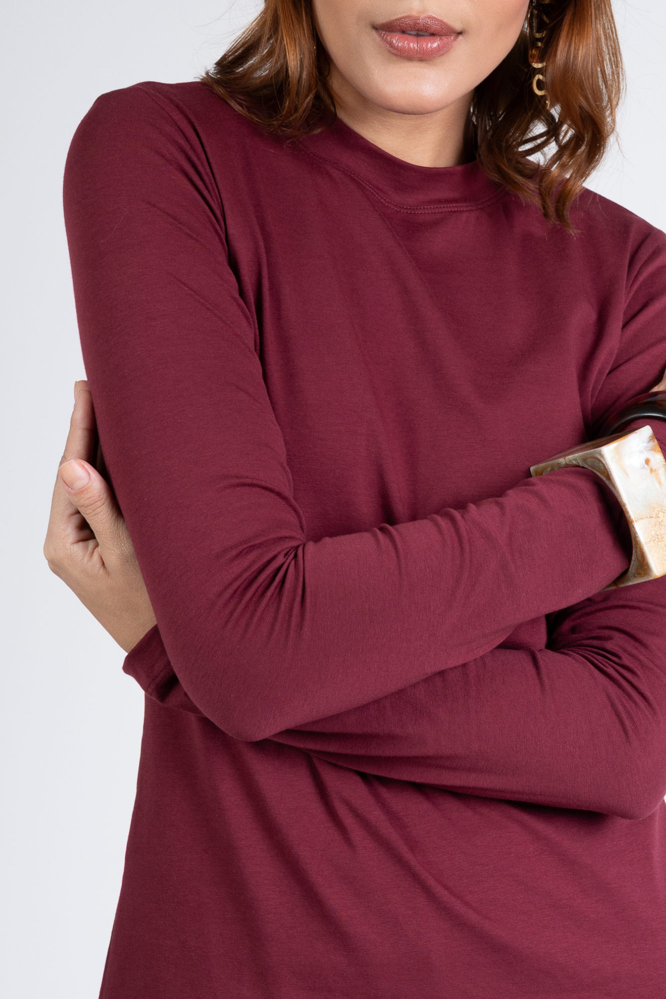 Blusa Manga Longa Moon Gola O Bordô