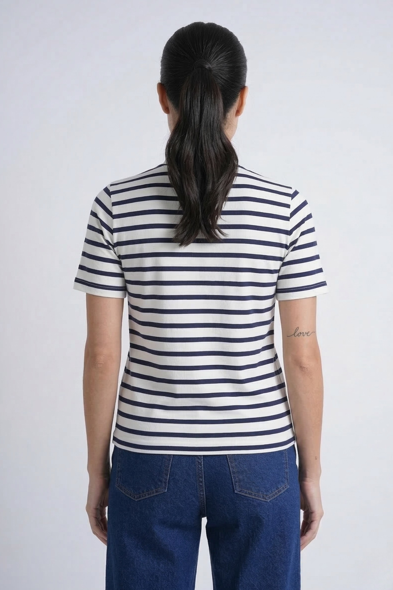 Camiseta Moon Gola Alta Listras Marinho