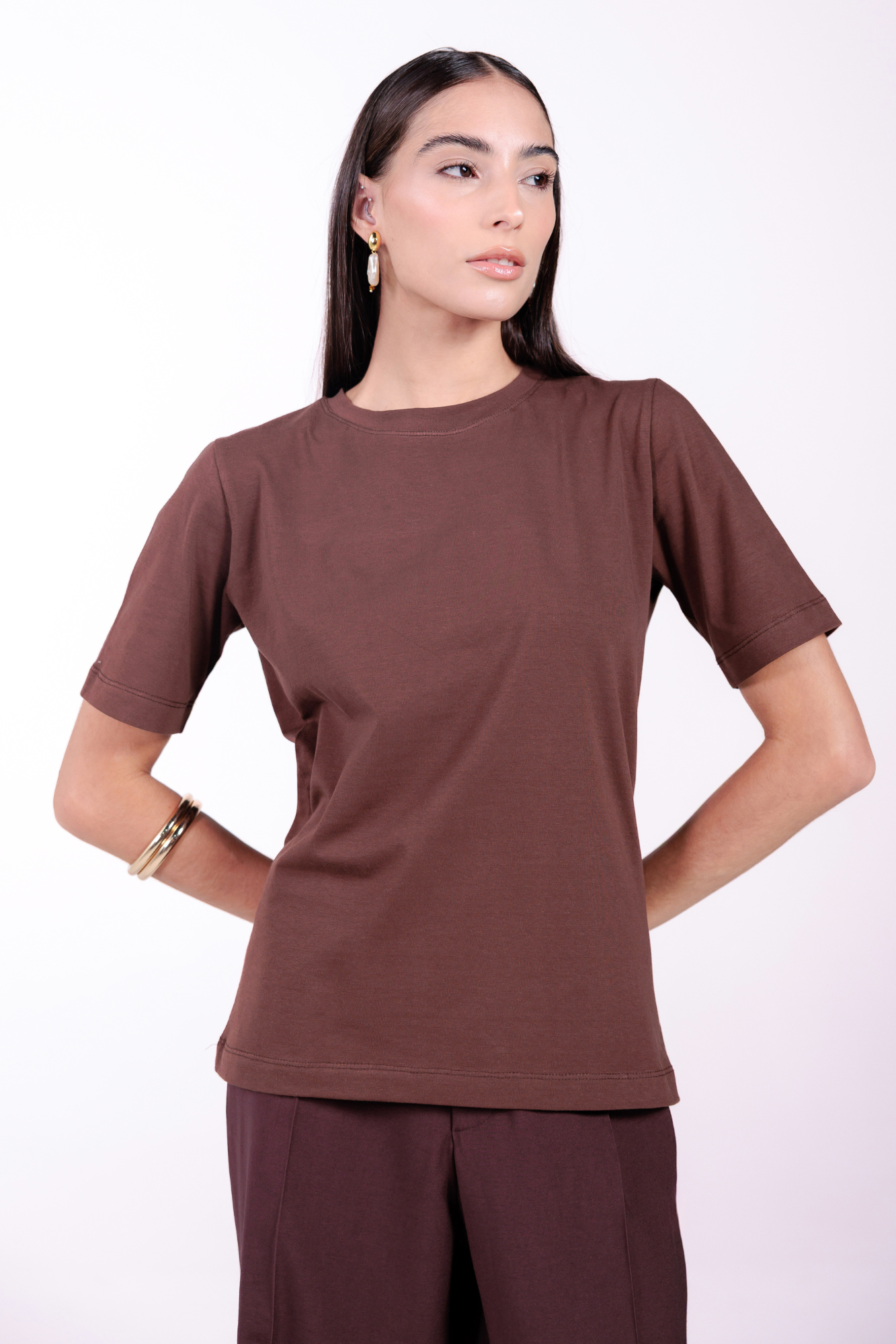 Camiseta Lisa New Moon Gola O Marrom