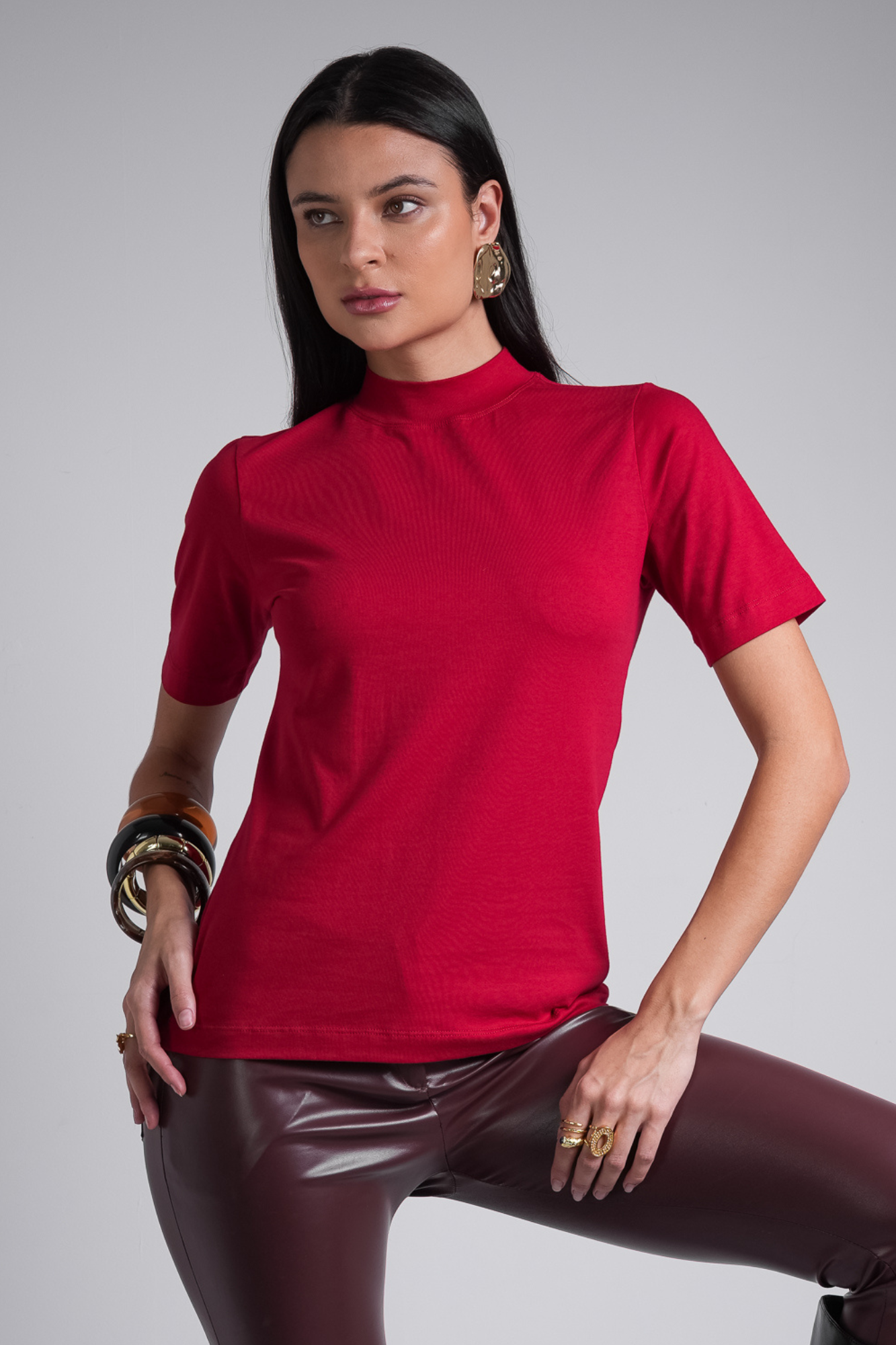 Camiseta Moon Gola Alta Bold Red