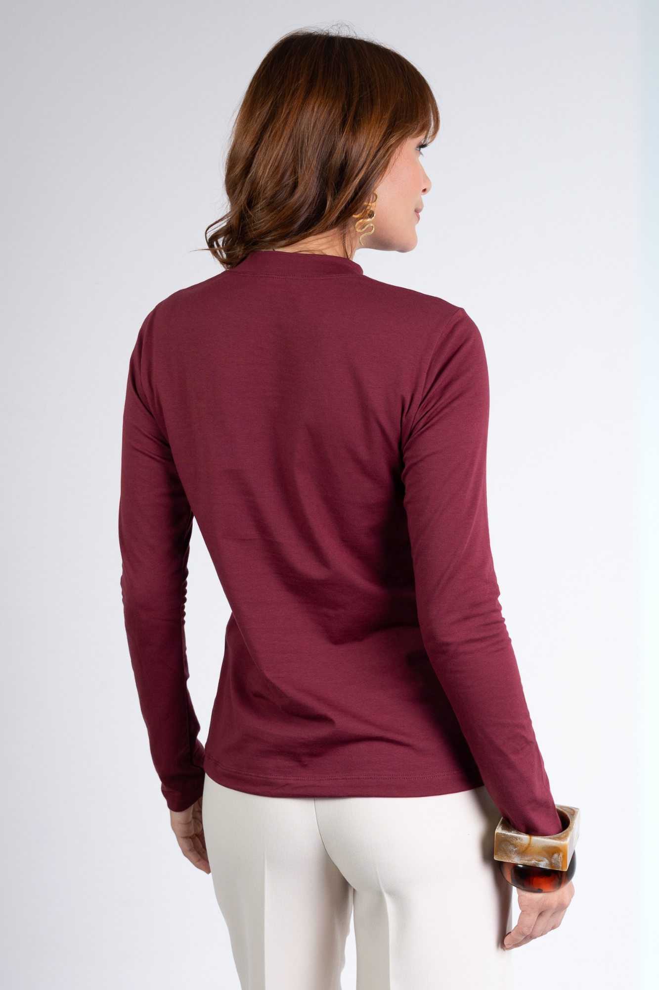 Blusa Manga Longa Moon Gola O Bordô