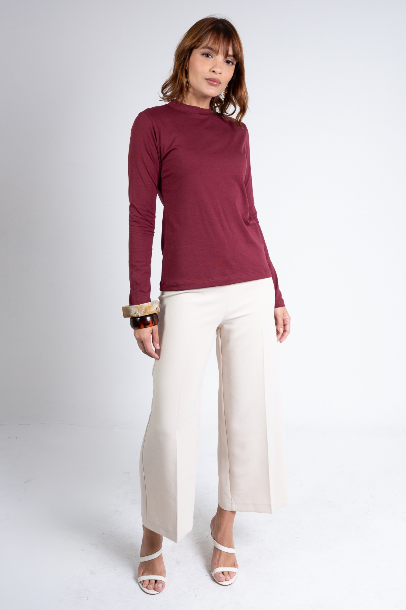 Blusa Manga Longa Moon Gola O Bordô