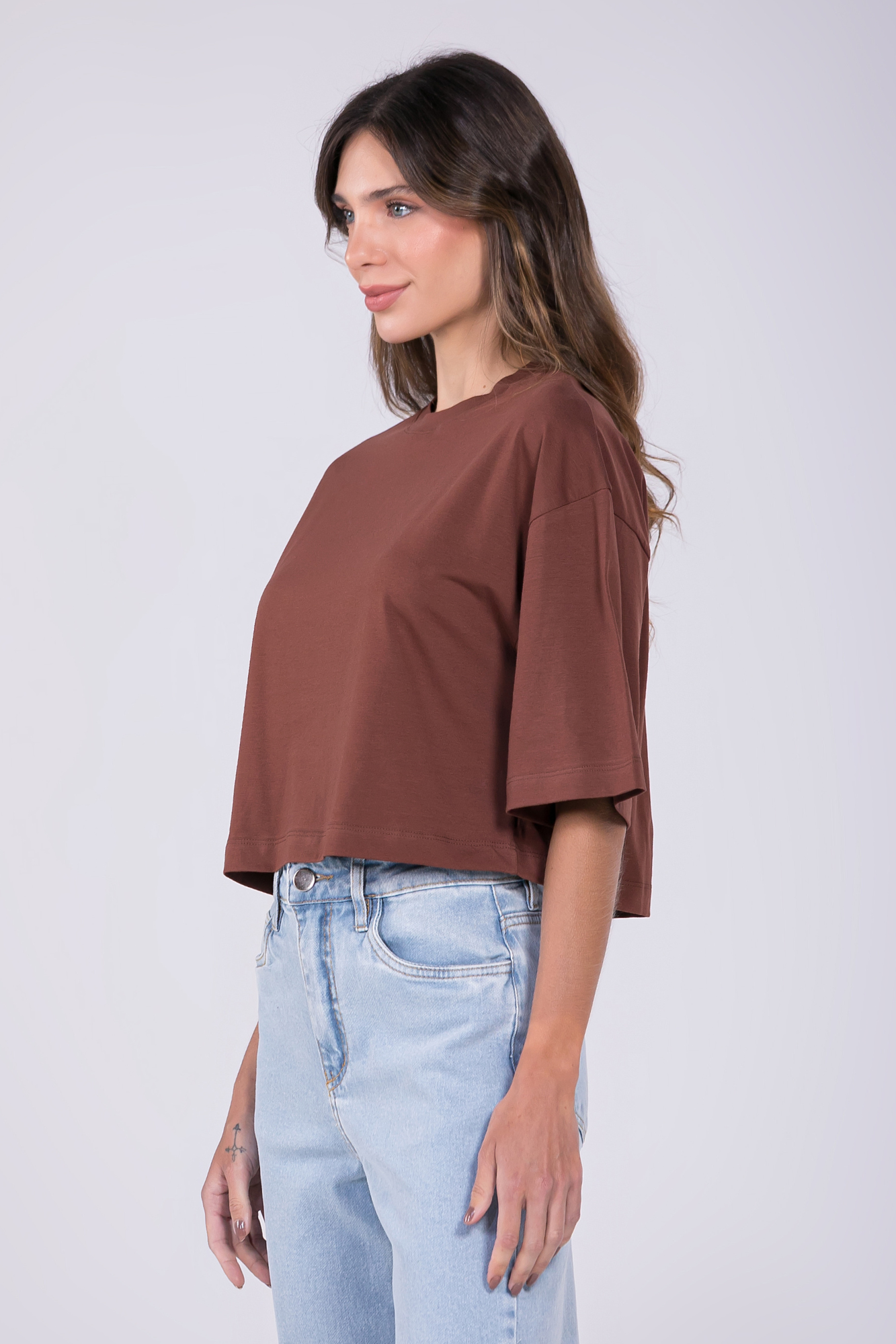 Camiseta Cropped Moon Gola O Café