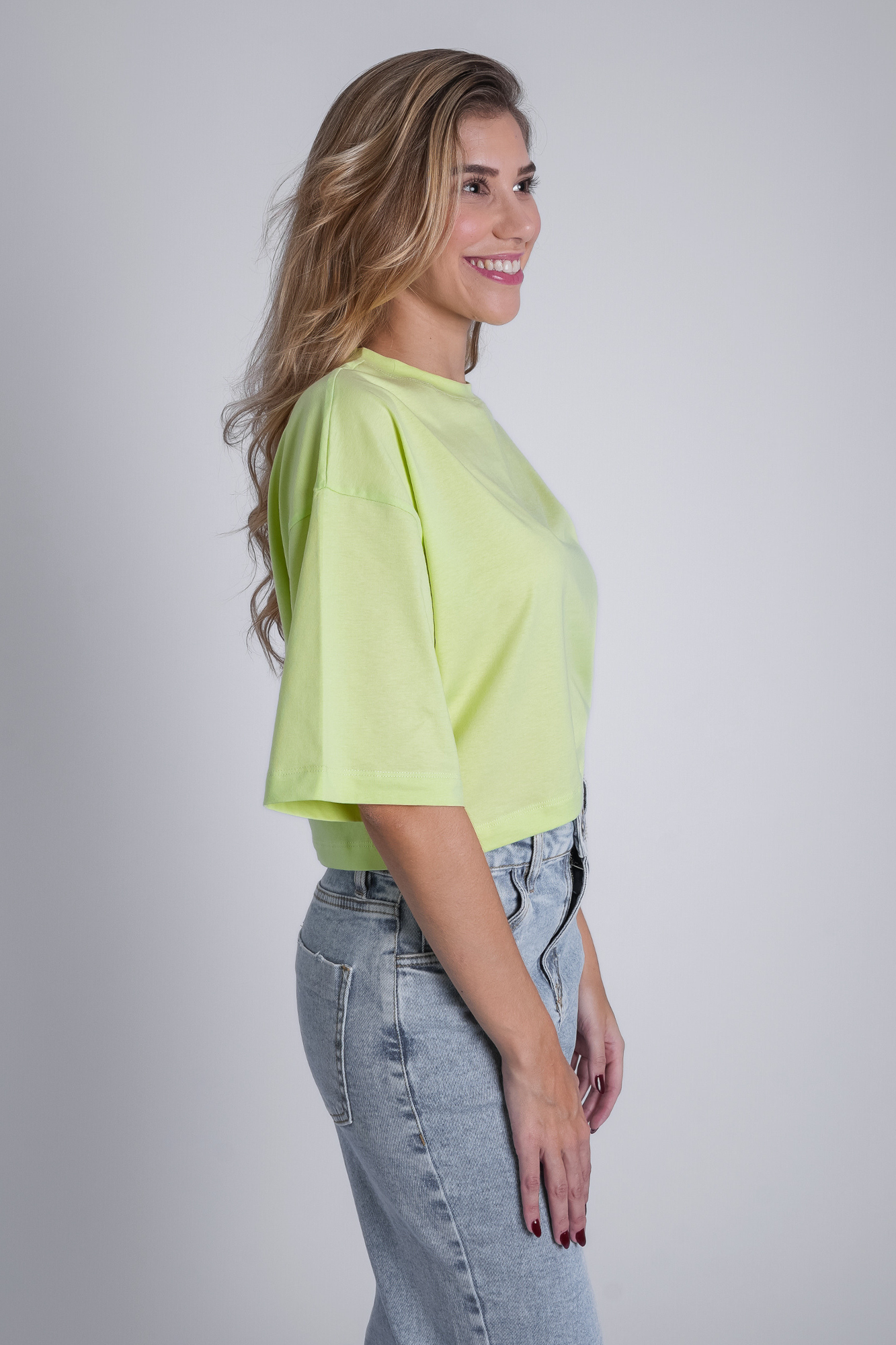 Camiseta Cropped Moon Gola O Verde Matcha