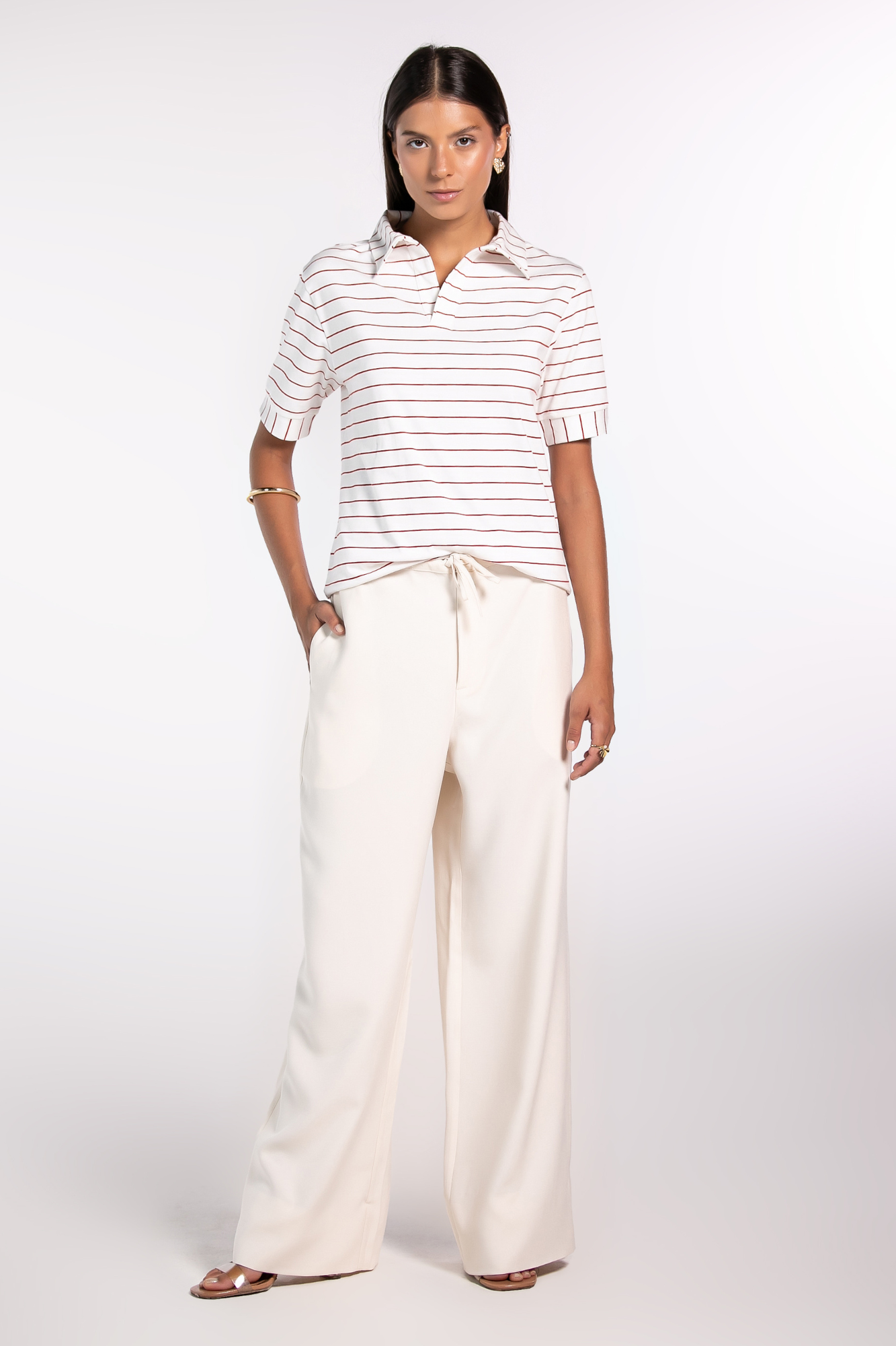 Camiseta Polo Moon Classic Red Stripes