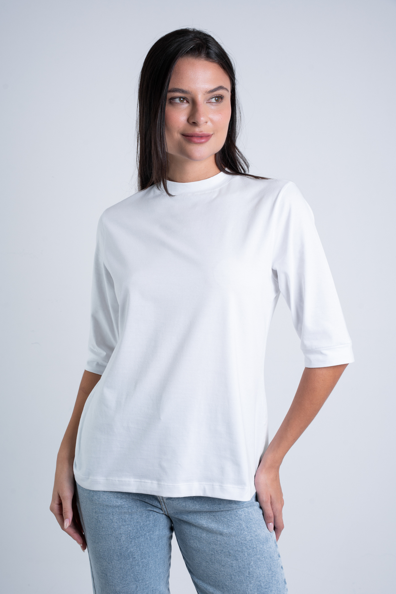 Camiseta Moon 3/4 Gola Média Off-white