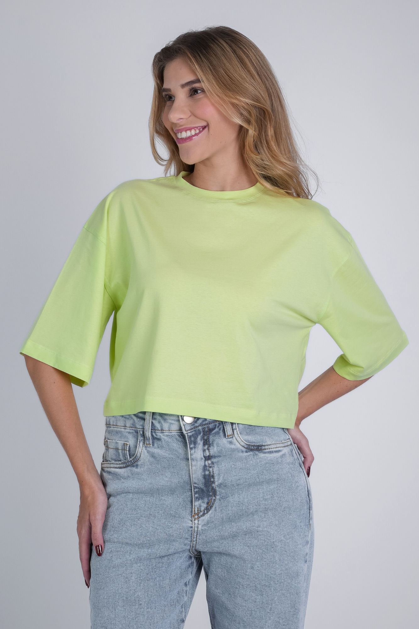 Camiseta Cropped Moon Gola O Verde Matcha