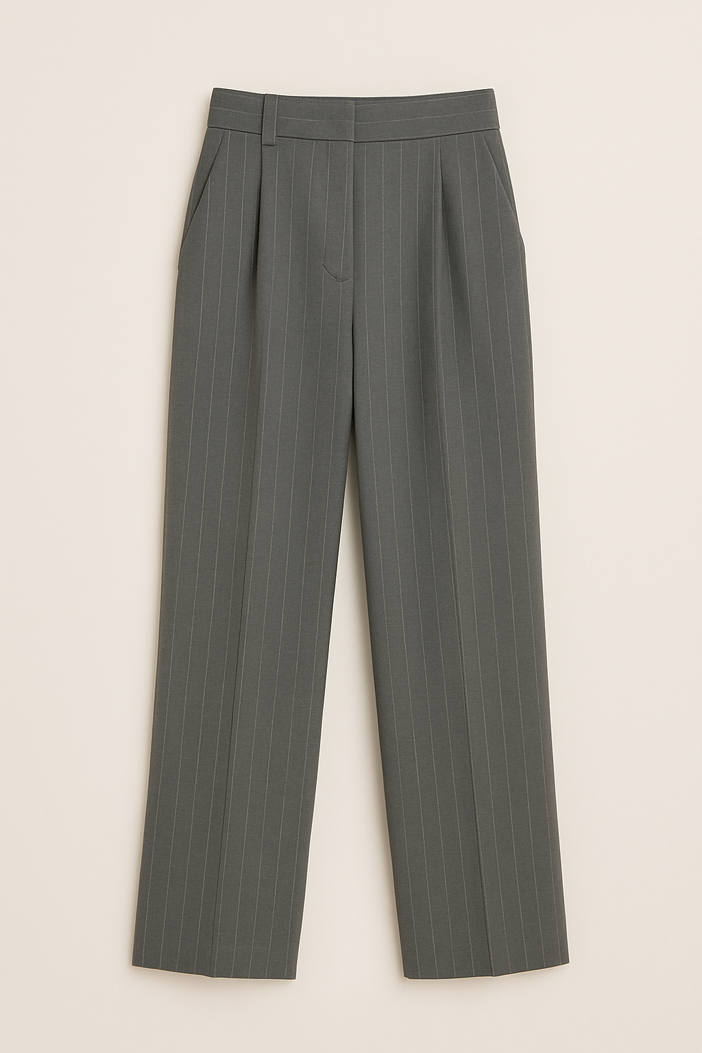 Calça Alfaiataria Moon Risca de Giz Cinza