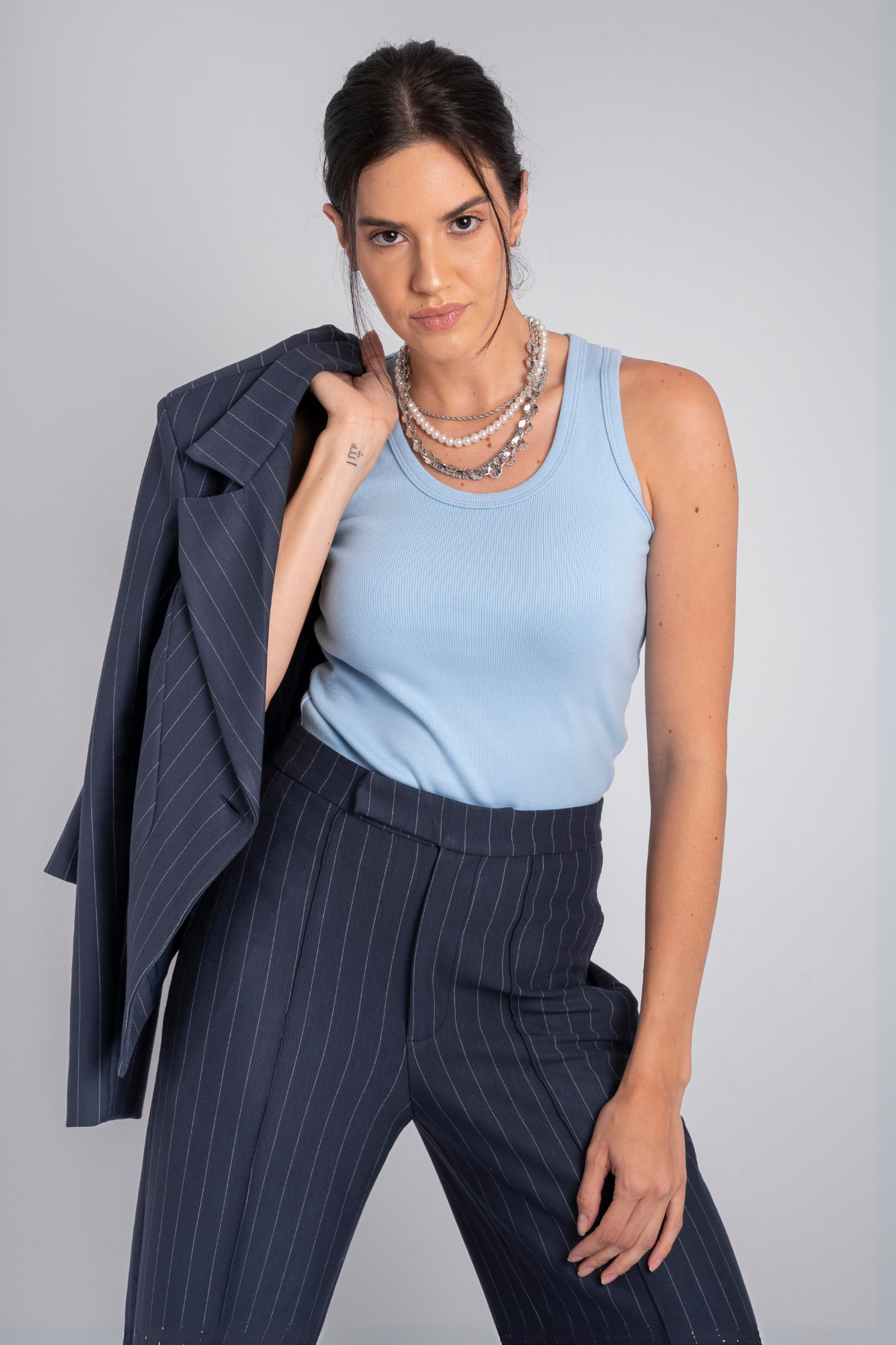 Regata Canelada Moon Basics Gola U Azul Céu