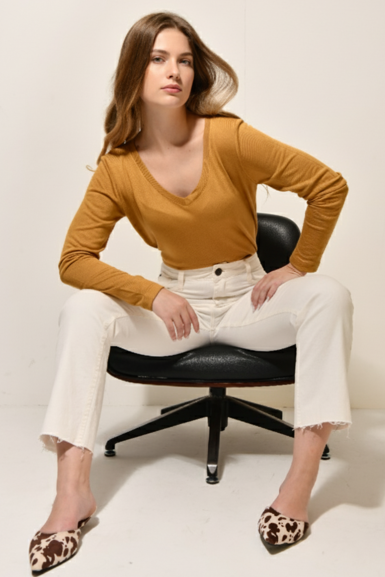 Blusa Modal Moon Relax Gola V Bege