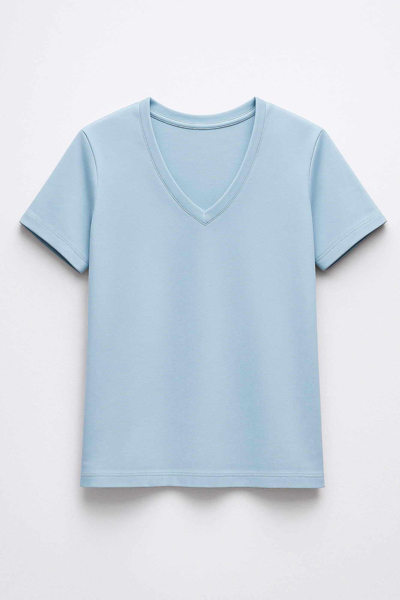 Camiseta Lisa New Moon Gola V Azul Céu