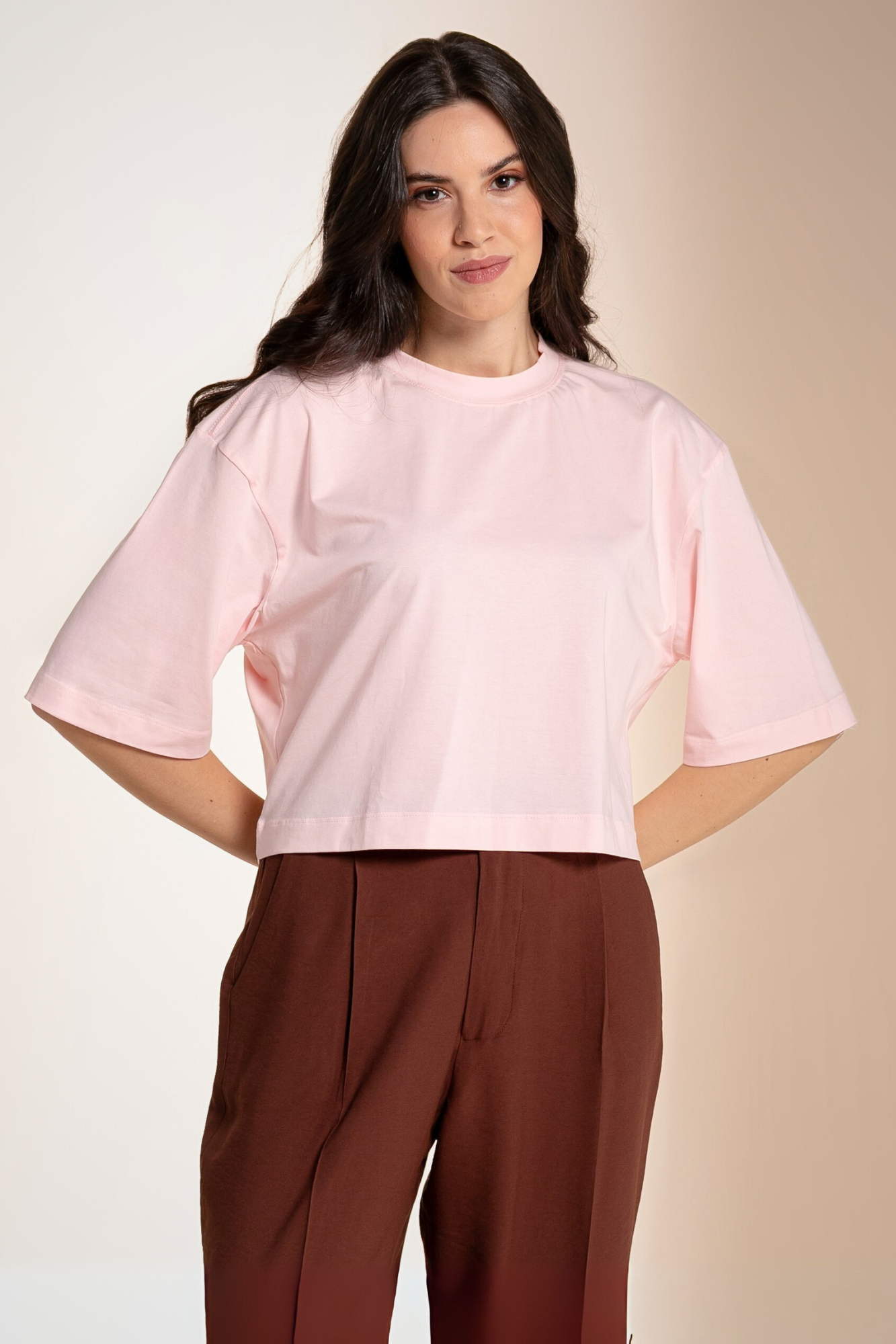 Camiseta Cropped Moon Gola O Cotton Pink