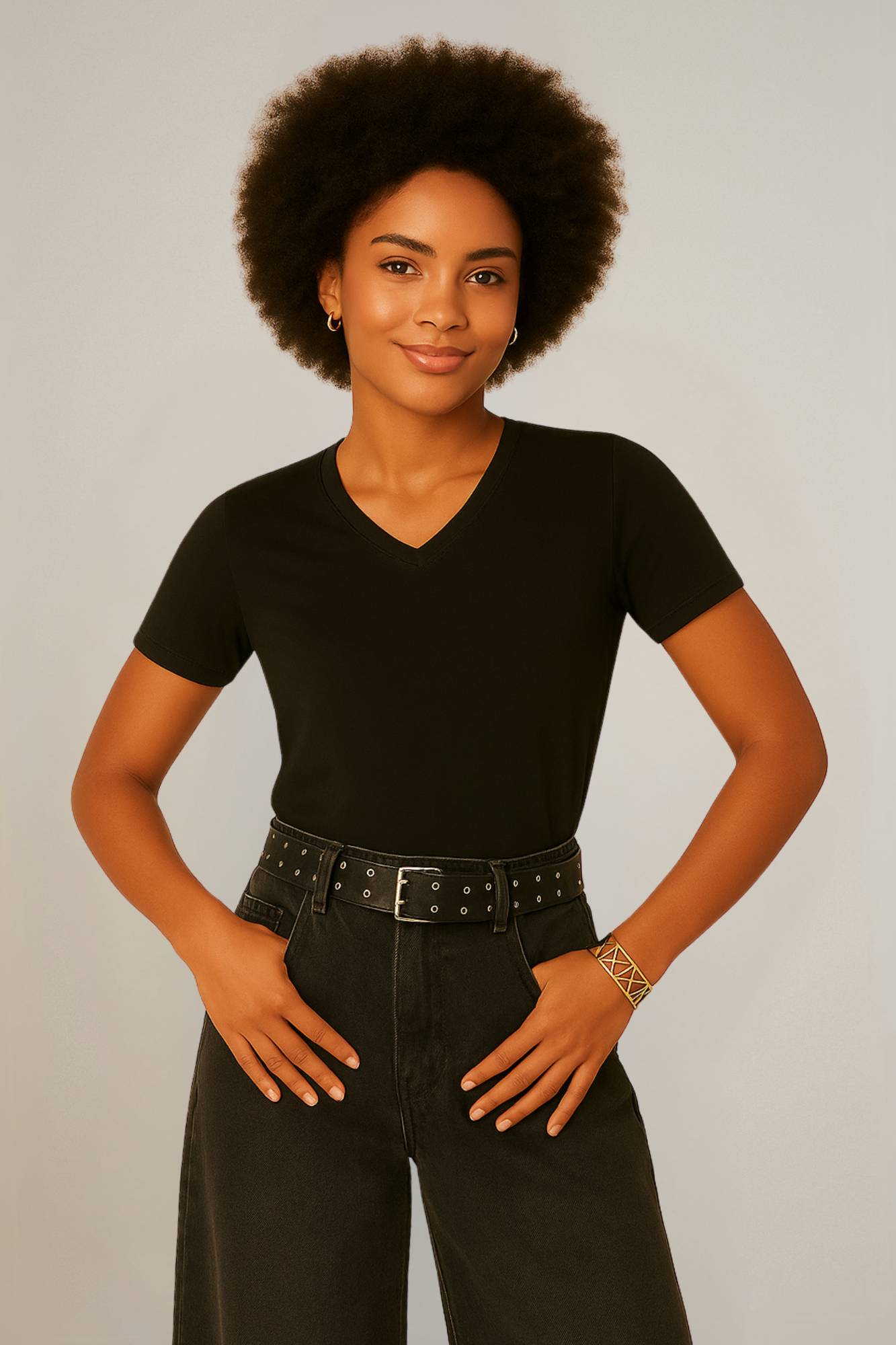 Camiseta Baby Look Moon Basics Gola V Preta