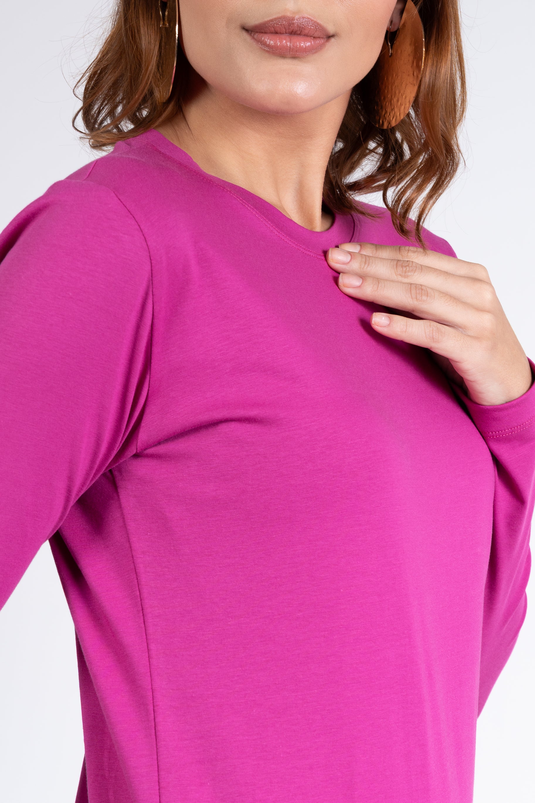 Blusa Manga Longa Moon Gola O Fúcsia