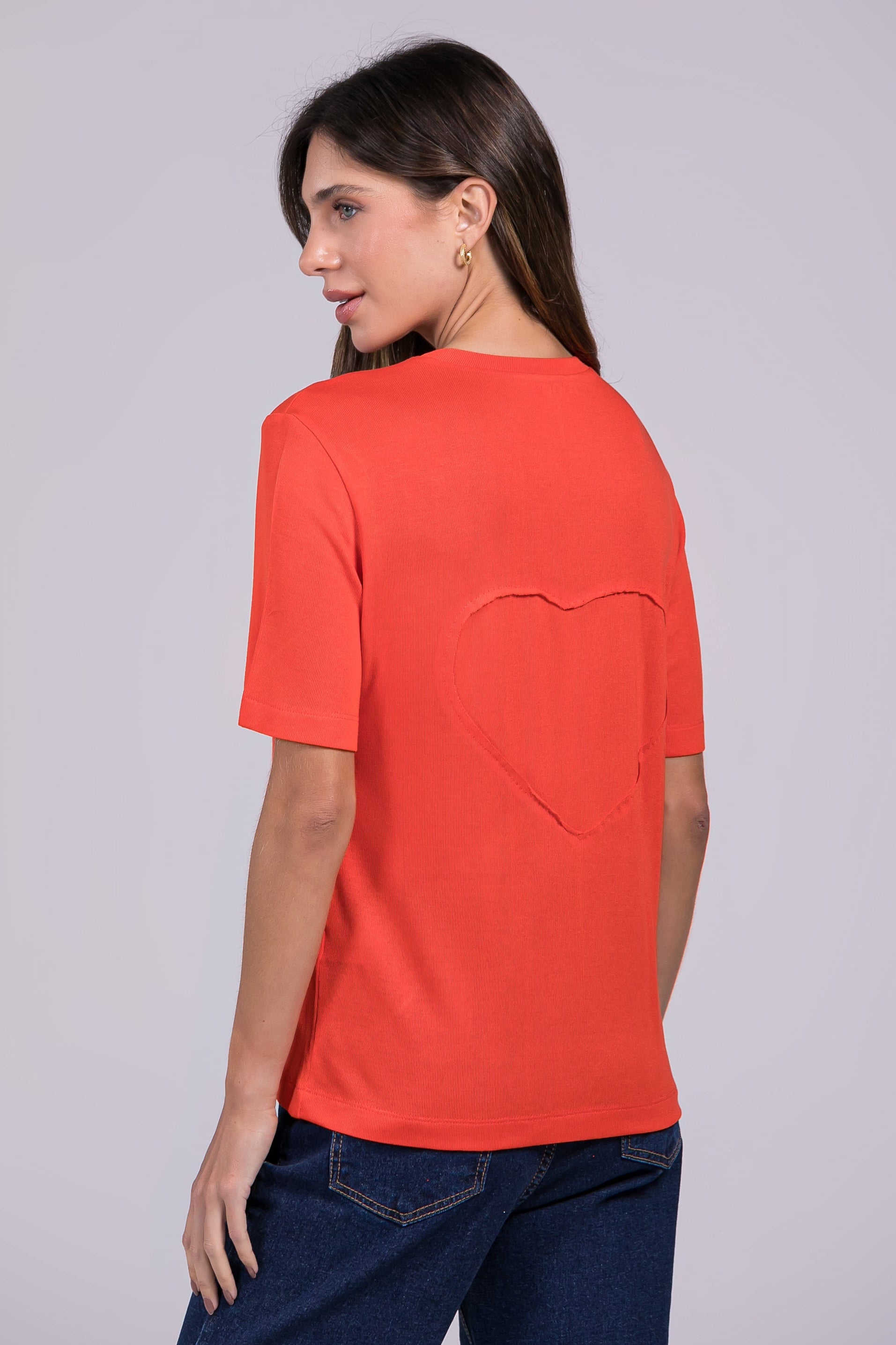 Camiseta Modal Heart Moon Vermelha
