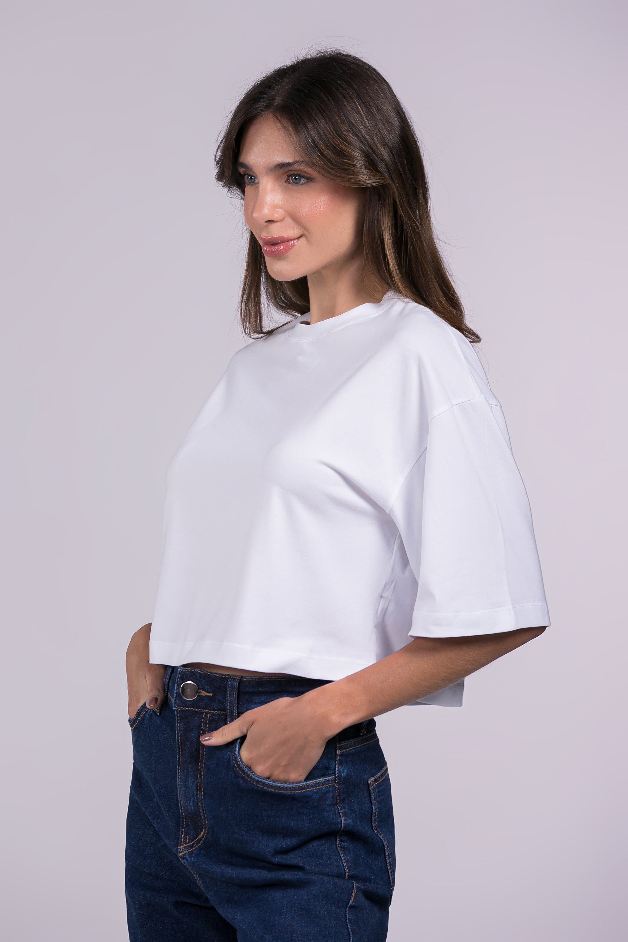Camiseta Cropped Moon Gola O Branca