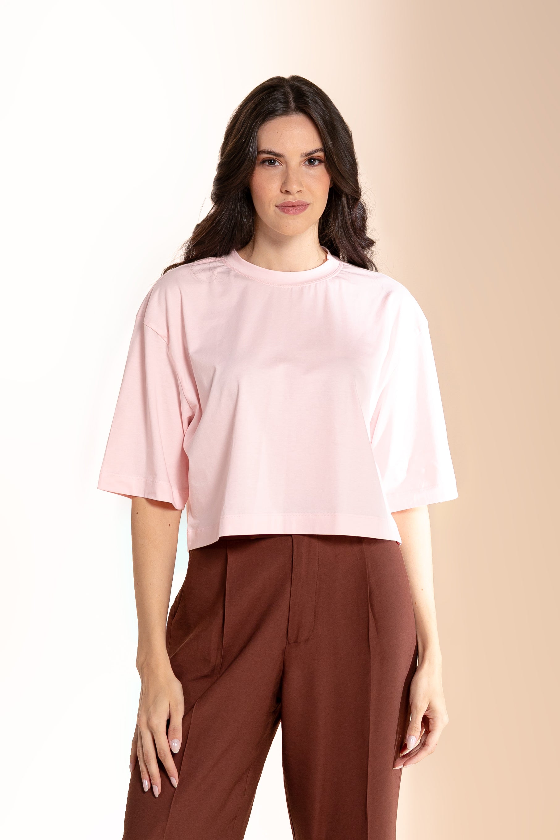 Camiseta Cropped Moon Gola O Cotton Pink