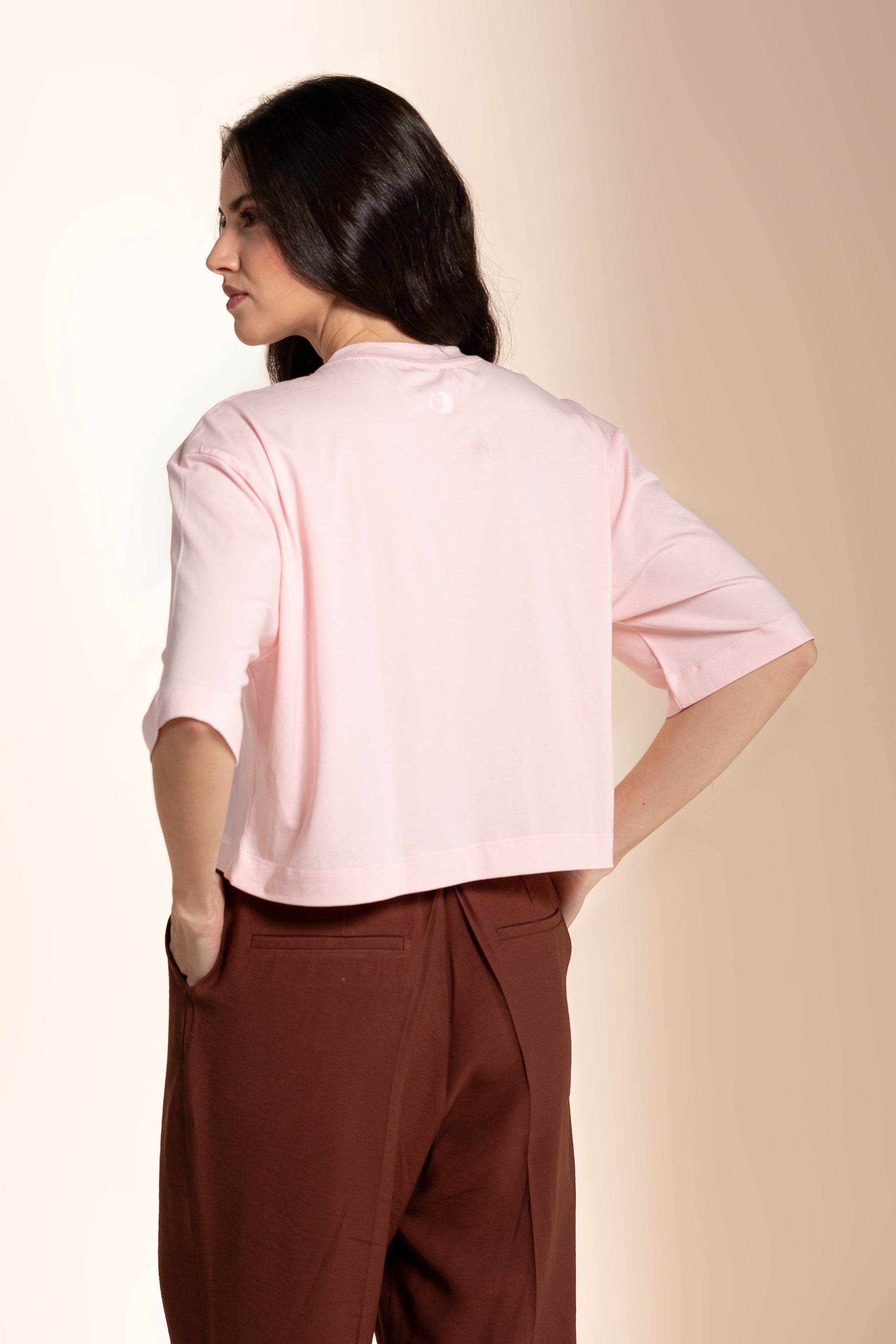 Camiseta Cropped Moon Gola O Cotton Pink