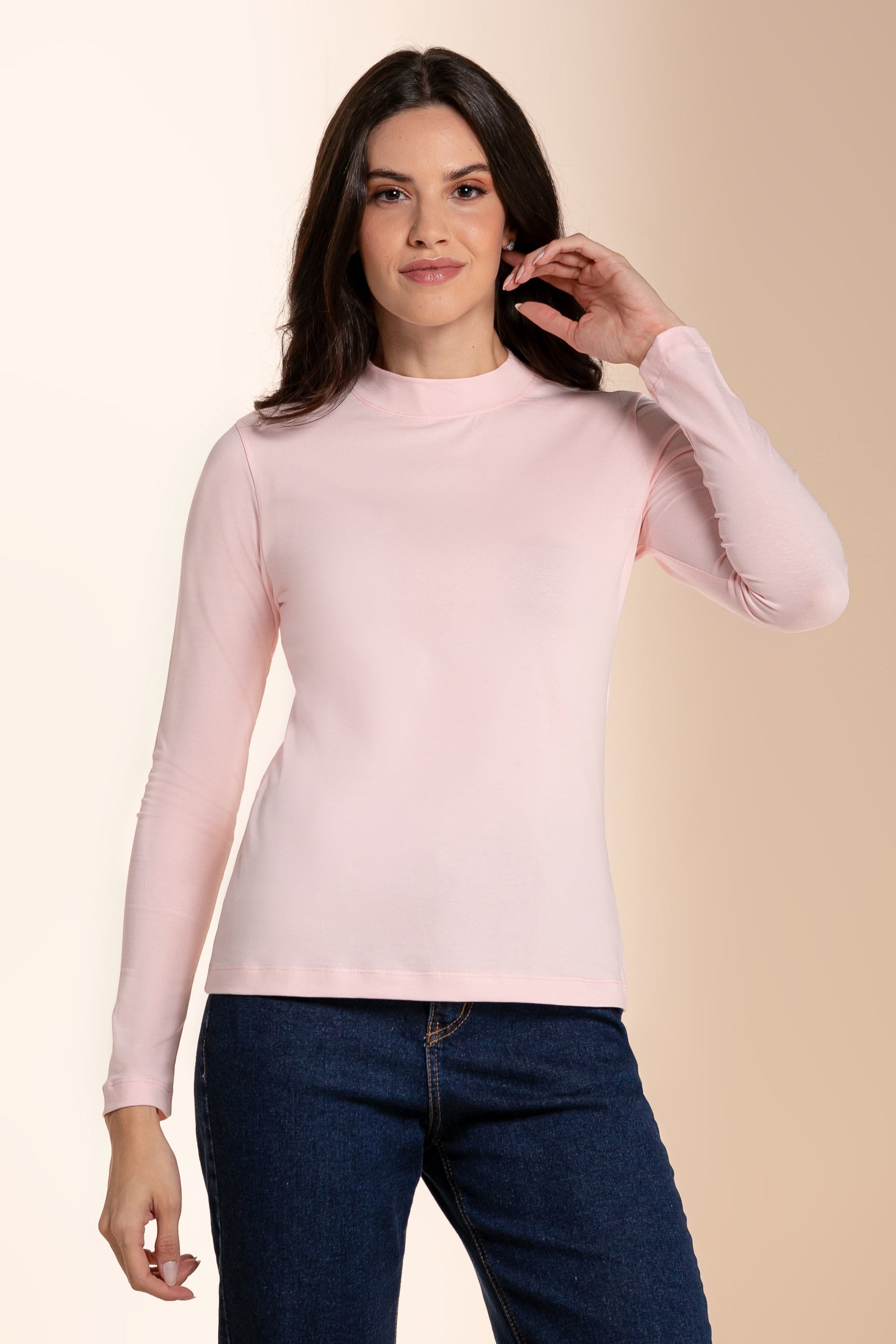 Blusa Moon Gola Média Cotton Pink