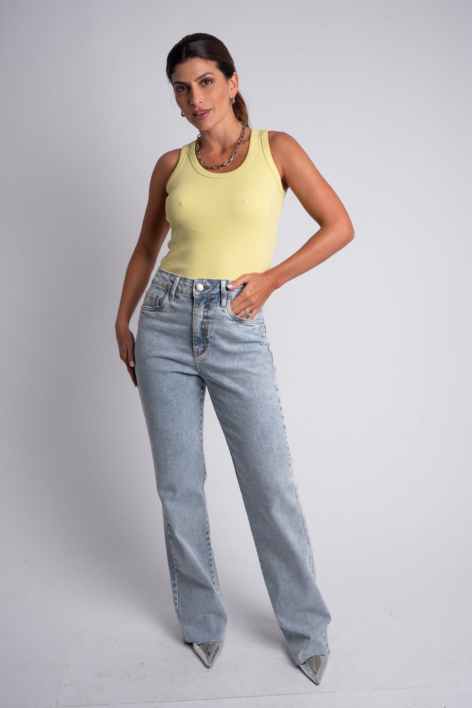Calça Jeans Reta Moon Light Blue
