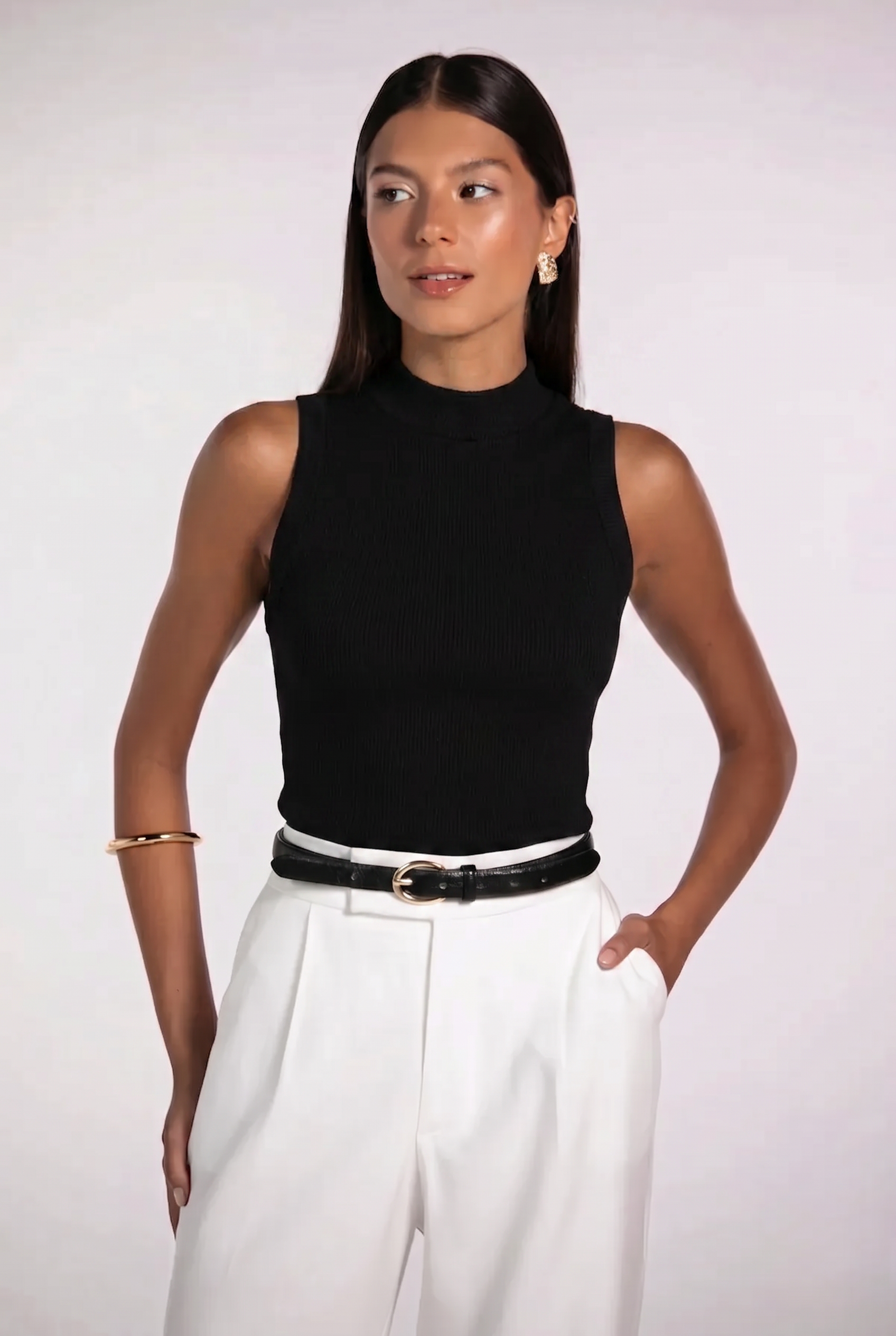 Regata Canelada Moon Gola Alta Preta