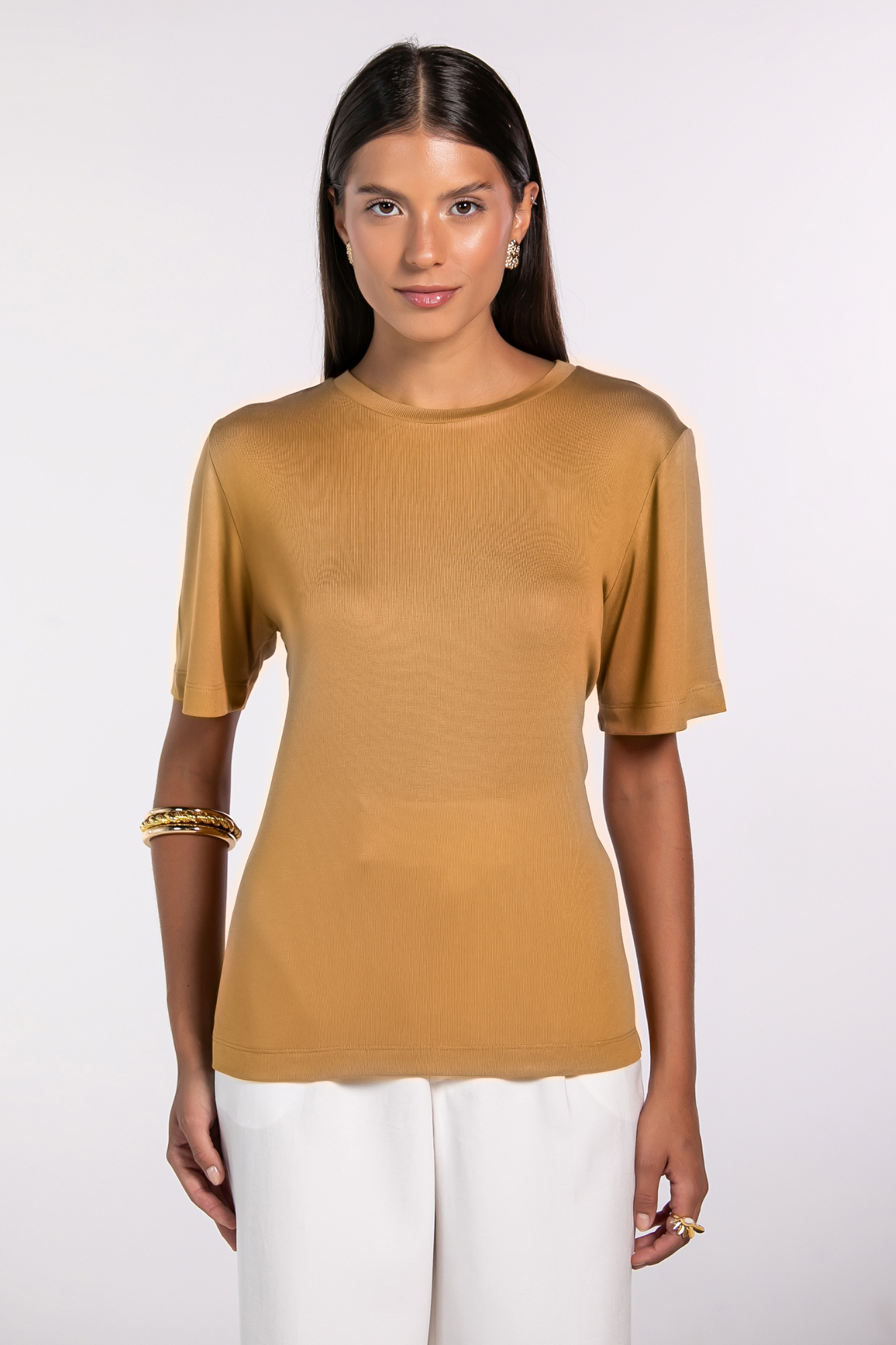 Camiseta Modal Moon Relax Gola O Bege