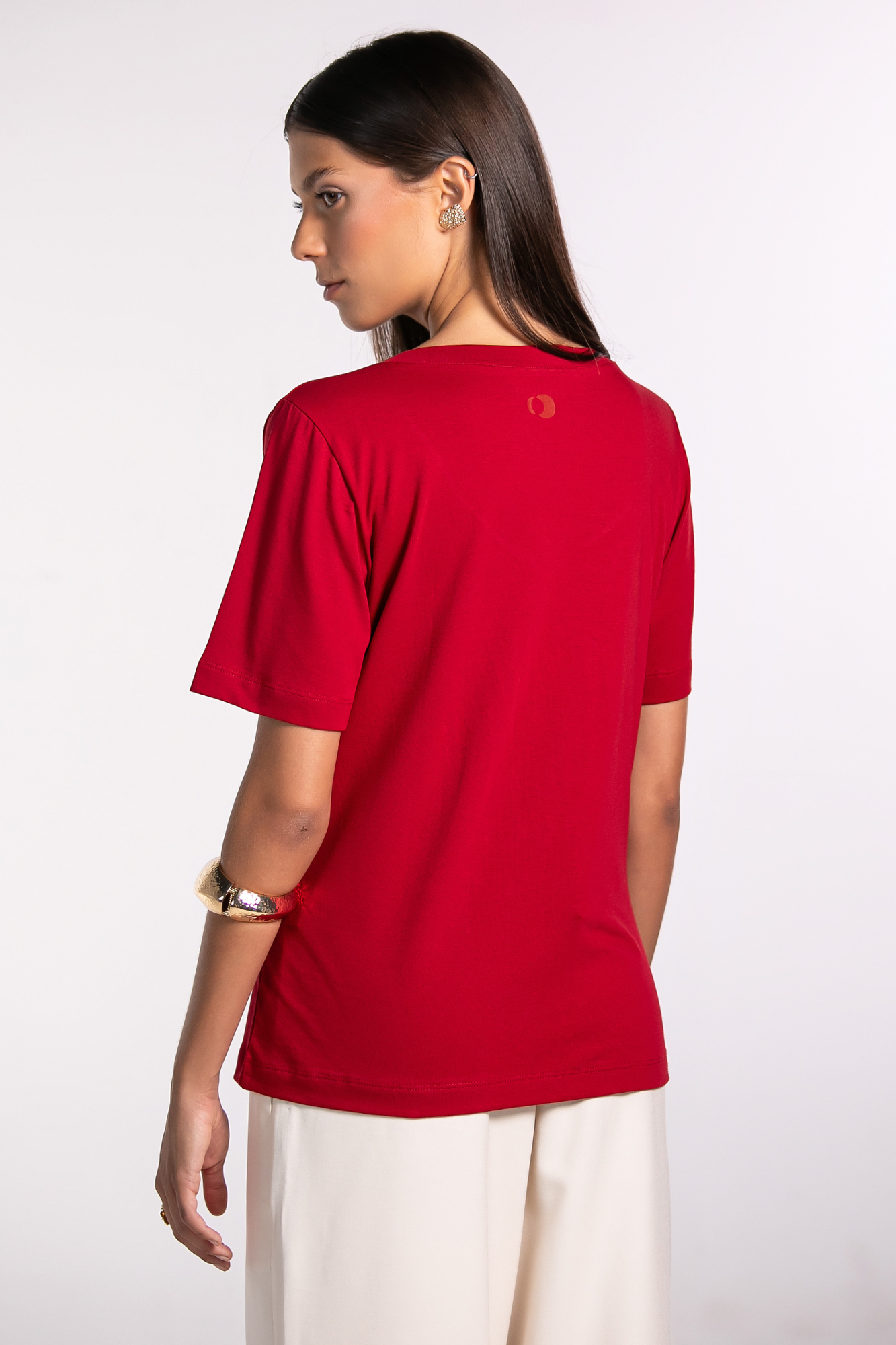 Camiseta Lisa New Moon Gola V Bold Red