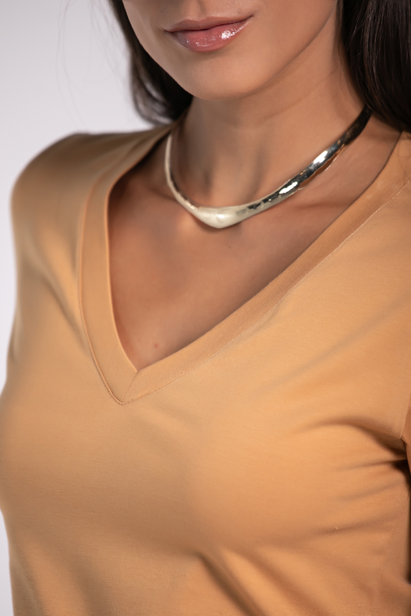 Camiseta Moon 3/4 Gola V Caramelo