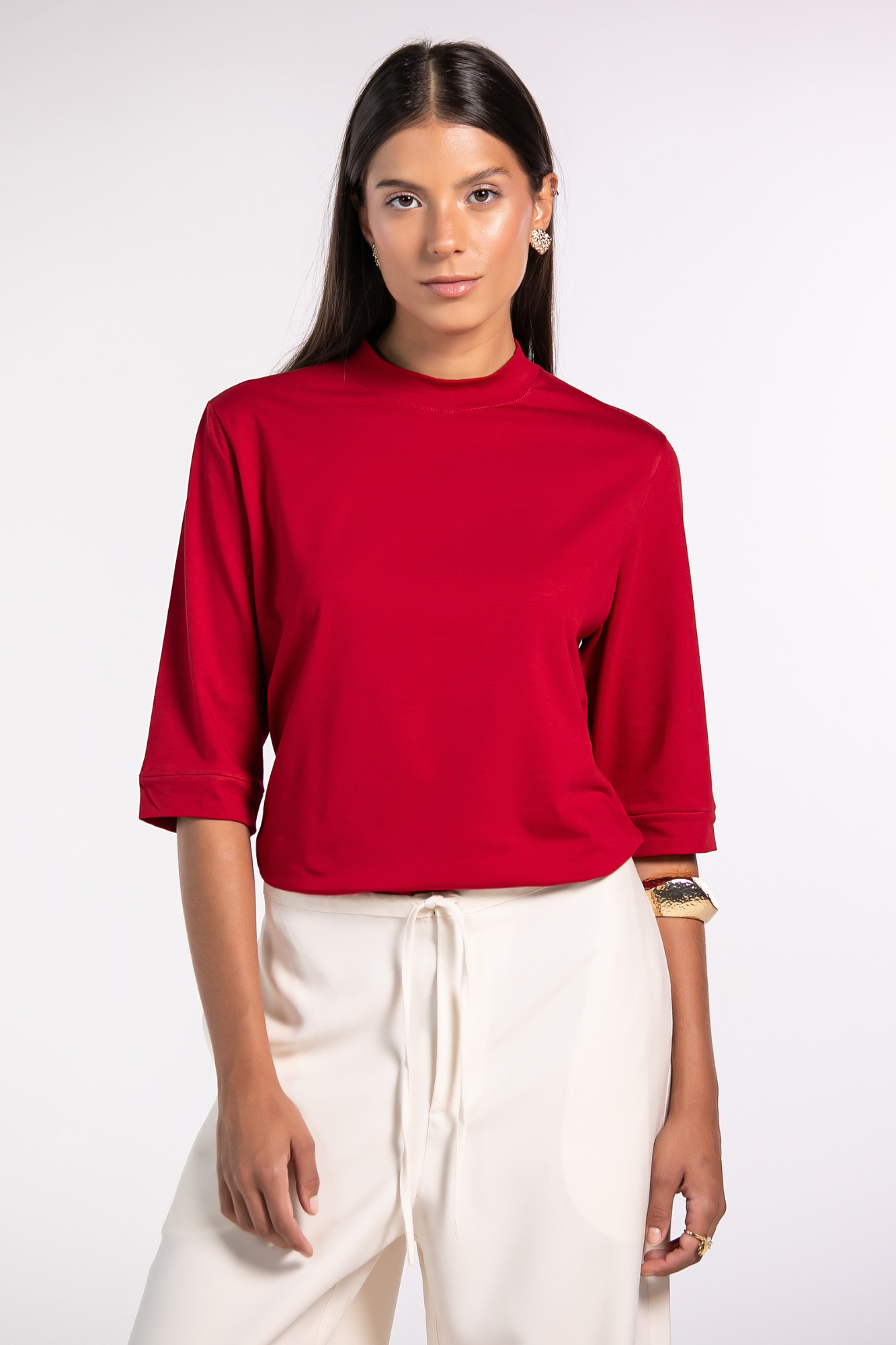 Camiseta Moon 3/4 Gola Média Bold Red