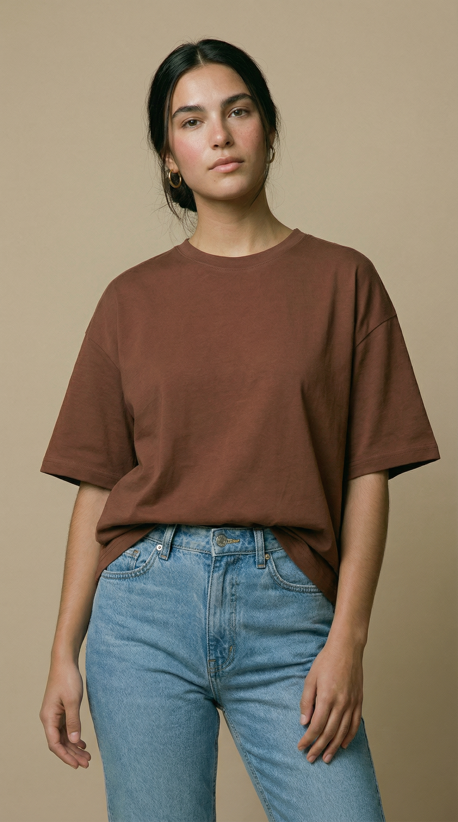 Camiseta Douz Lilia Oversized Marrom