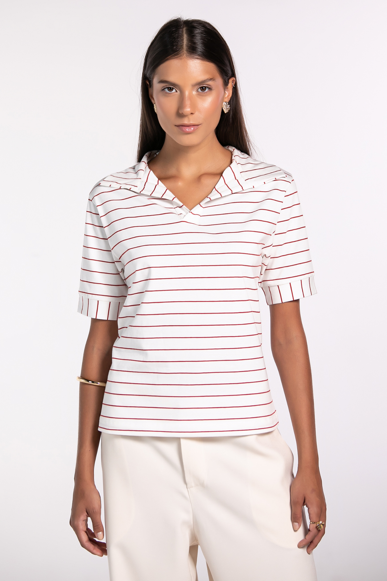 Camiseta Polo Moon Classic Red Stripes