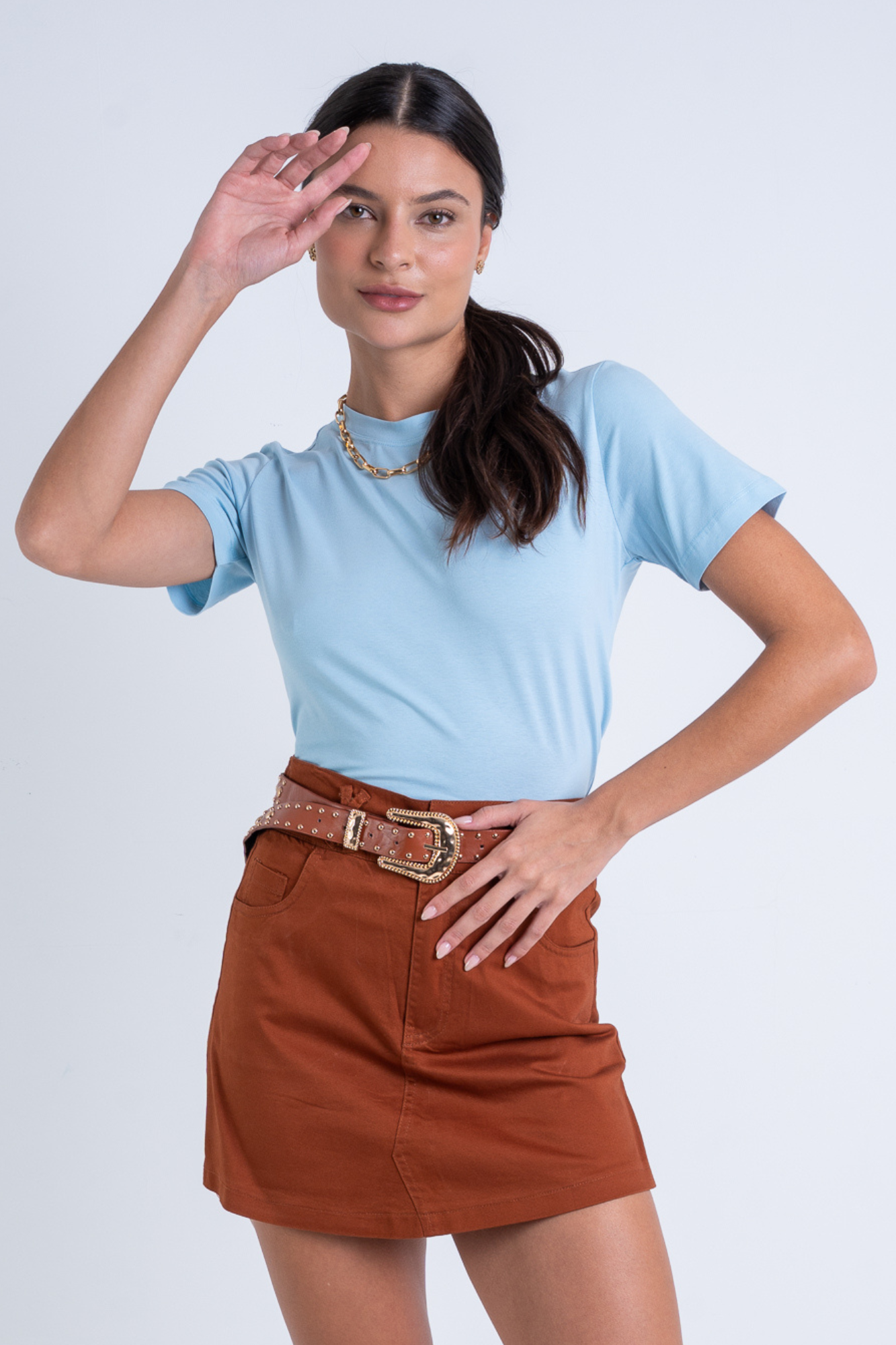 Camiseta Lisa New Moon Gola O Azul Céu