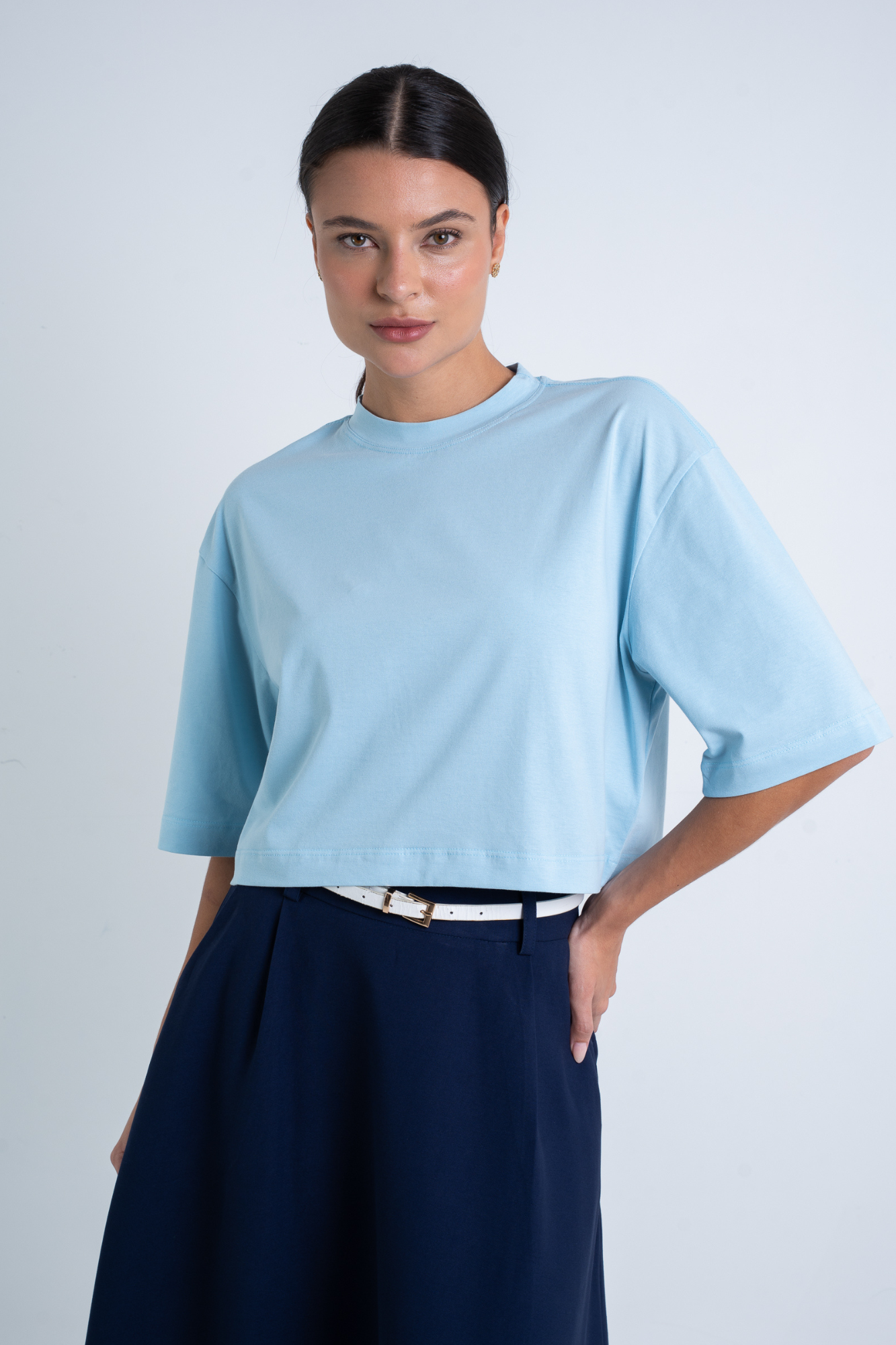 Camiseta Cropped Moon Gola O Azul Céu