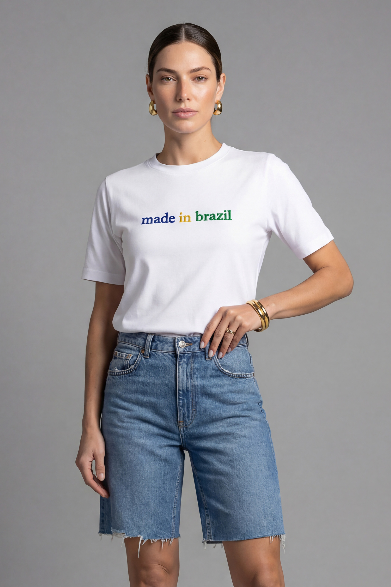 Camiseta Bordada Copa Moon Gola O Branca