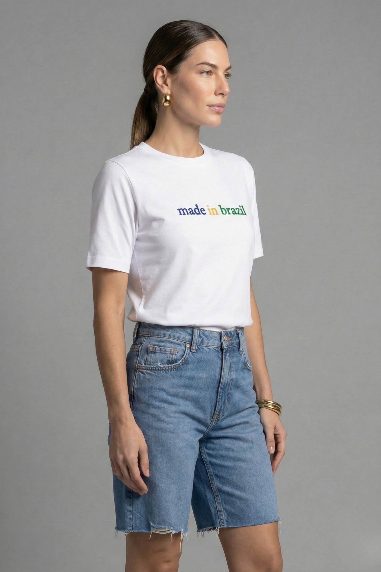 Camiseta Bordada Copa Moon Gola O Branca