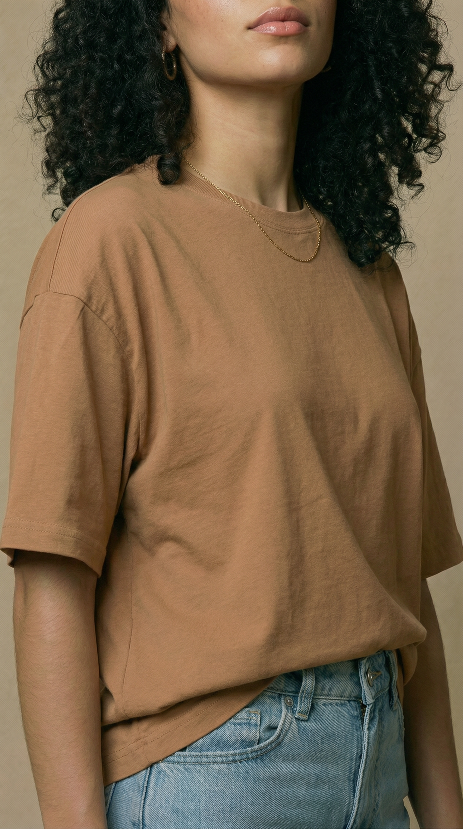 Camiseta Douz Lilia Oversized Caramelo