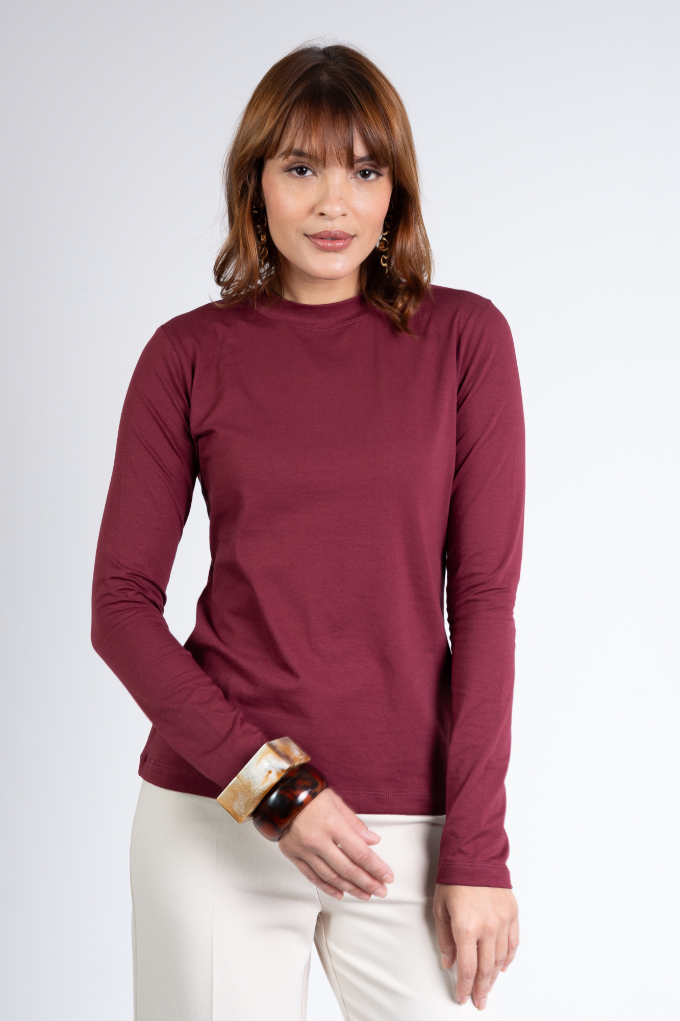 Blusa Manga Longa Moon Gola O Bordô