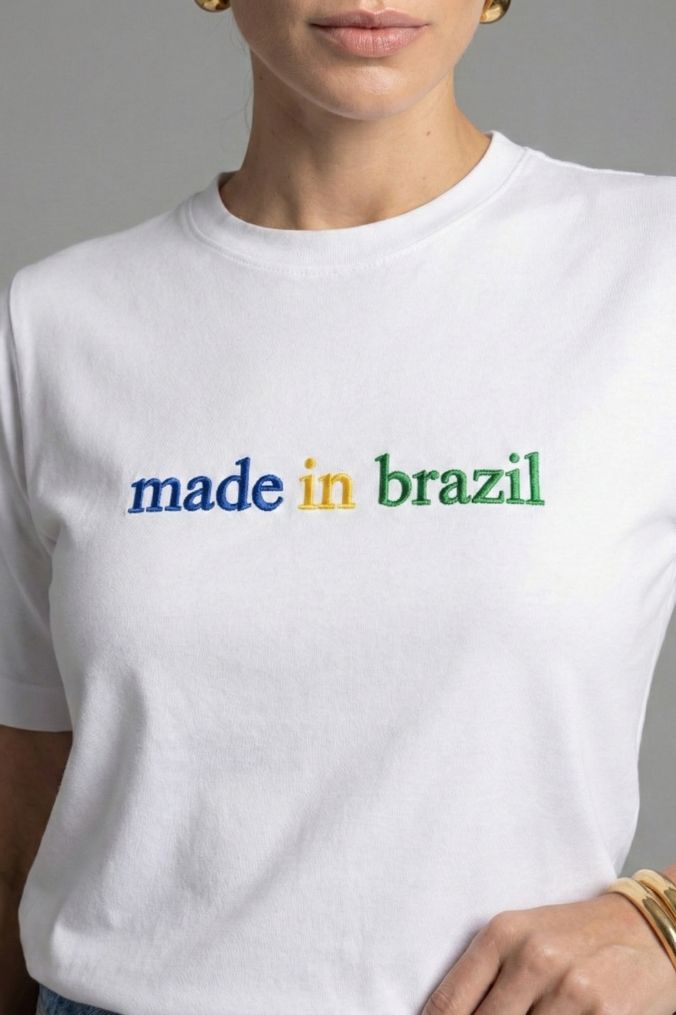 Camiseta Bordada Copa Moon Gola O Branca