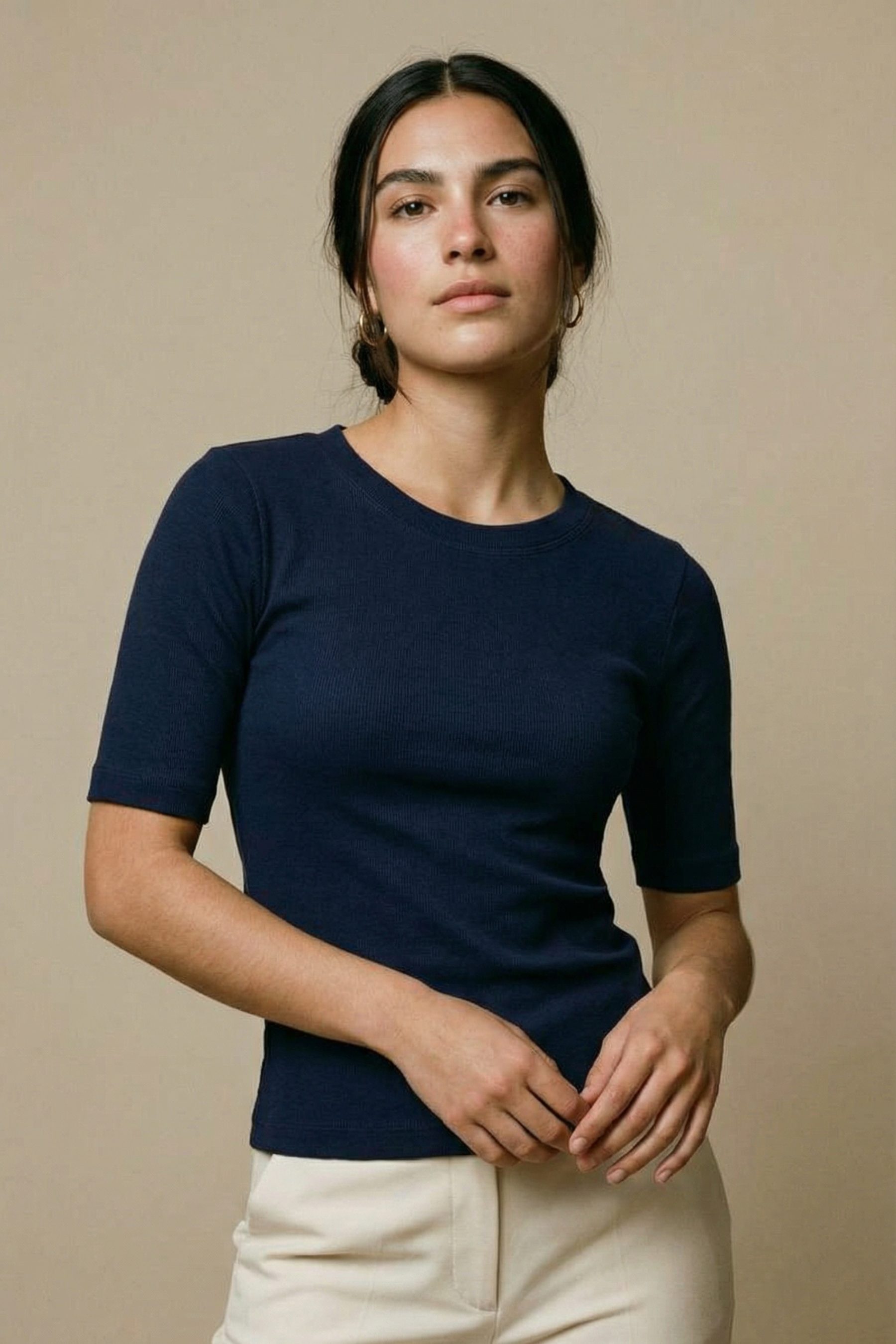 Camiseta Douz Roberta 3/4 Canelada Azul