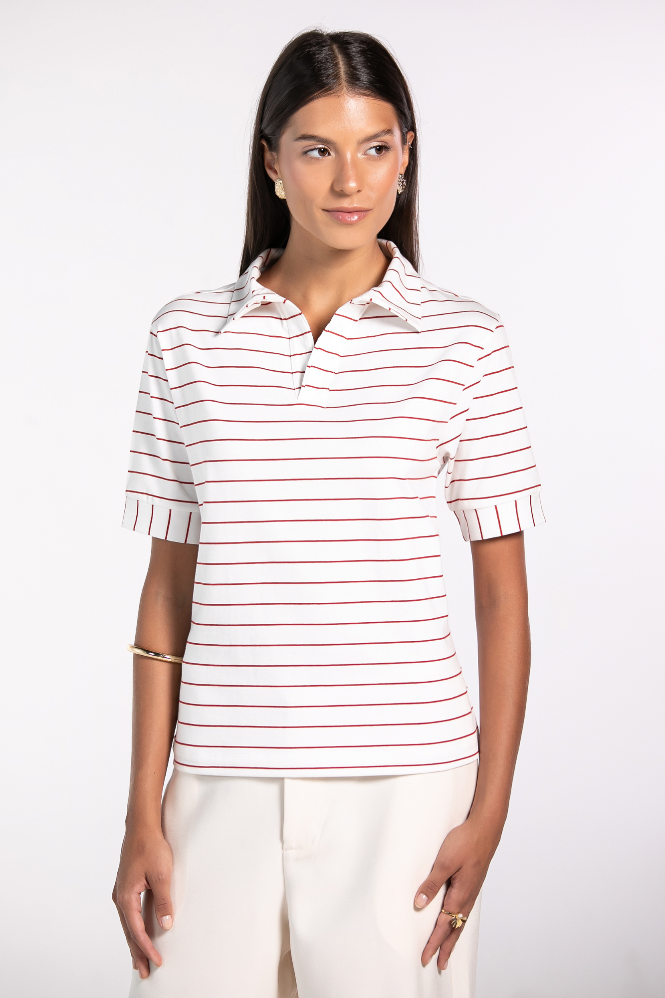 Camiseta Polo Moon Classic Red Stripes