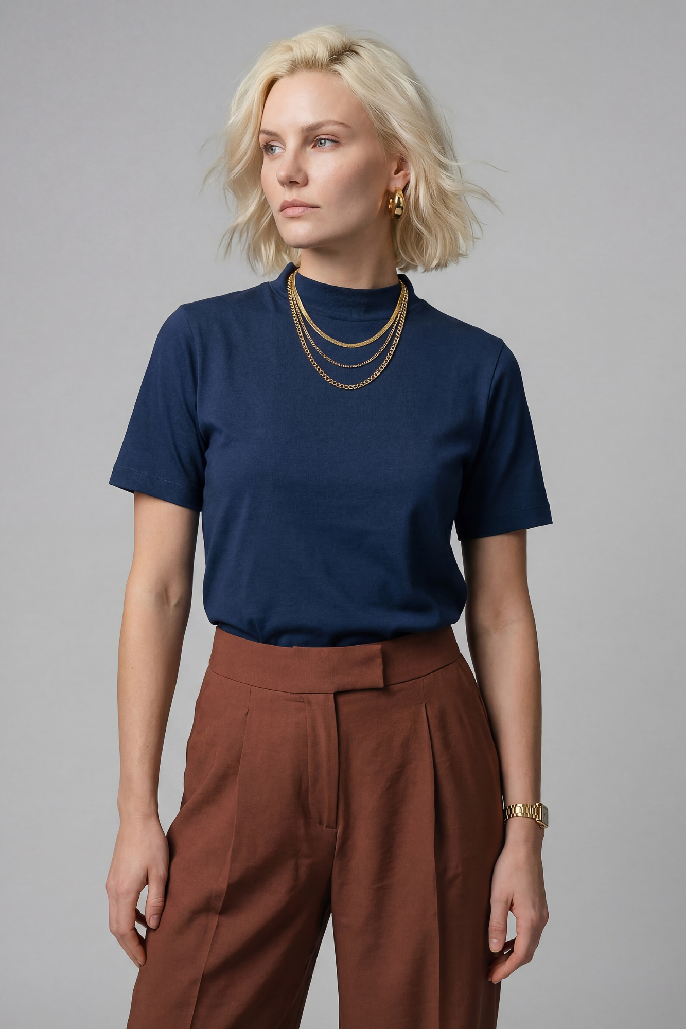 Camiseta Moon Gola Alta Marinho