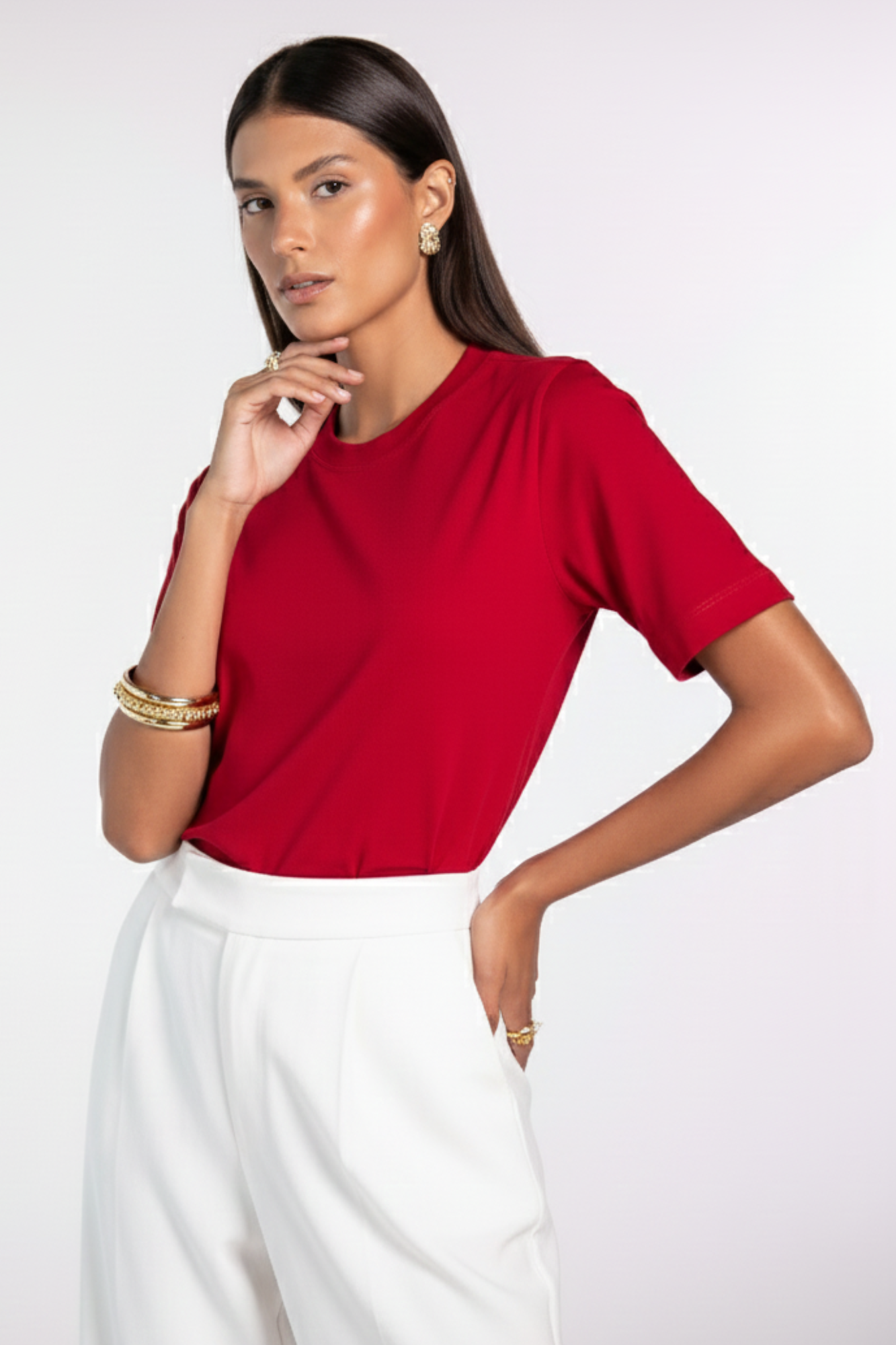 Camiseta Lisa New Moon Gola O Bold Red